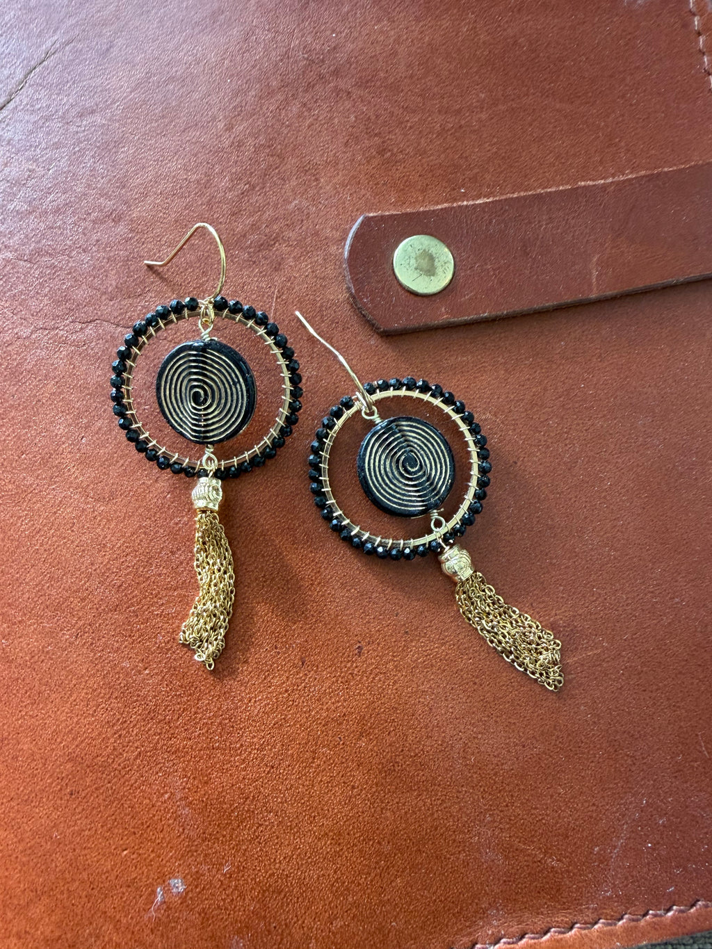 Medium Amèlie vintage bead inspired beaded tassel earrings