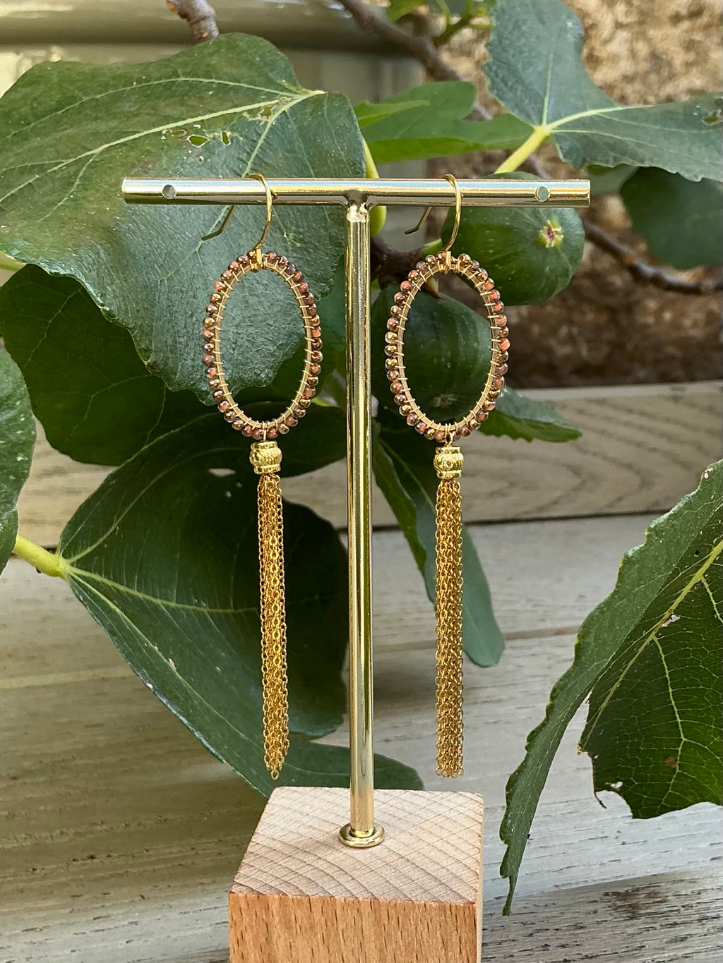 Tamsin long ombré beaded tassel earrings