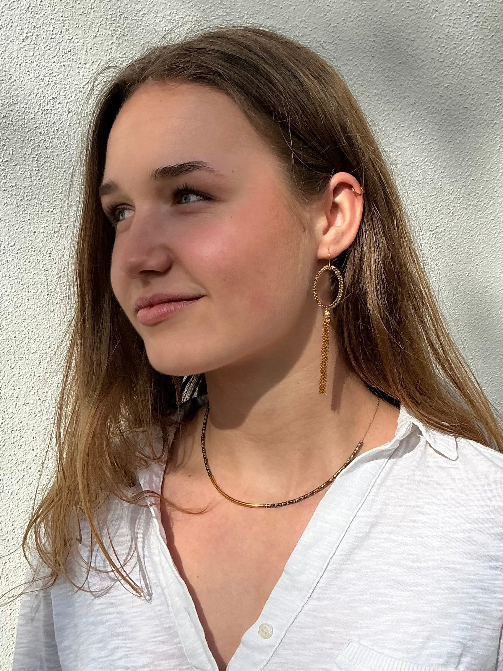 Tamsin long ombré beaded tassel earrings