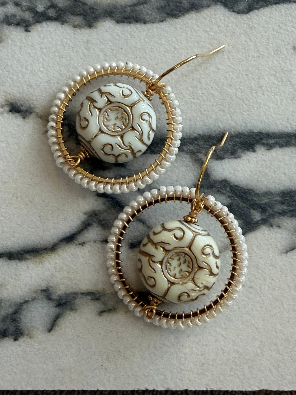 Cécile vintage bead inspired beaded earrings
