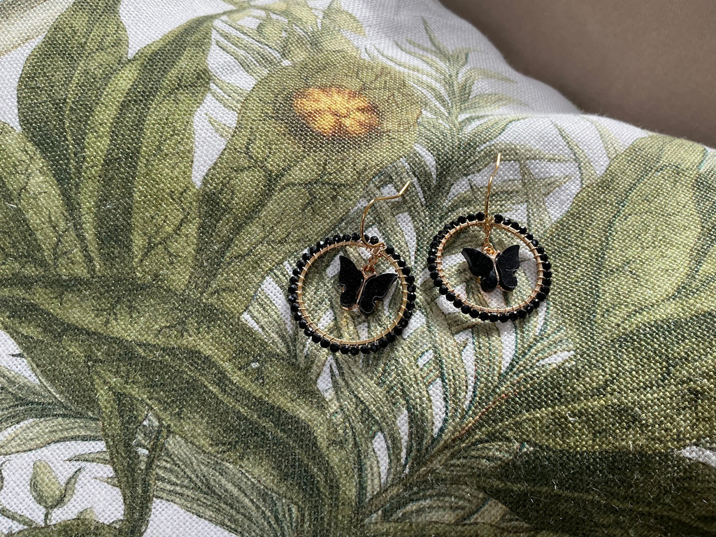Medium Black Papillon earrings