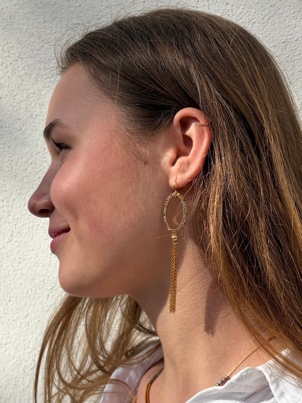 Tamsin long ombré beaded tassel earrings