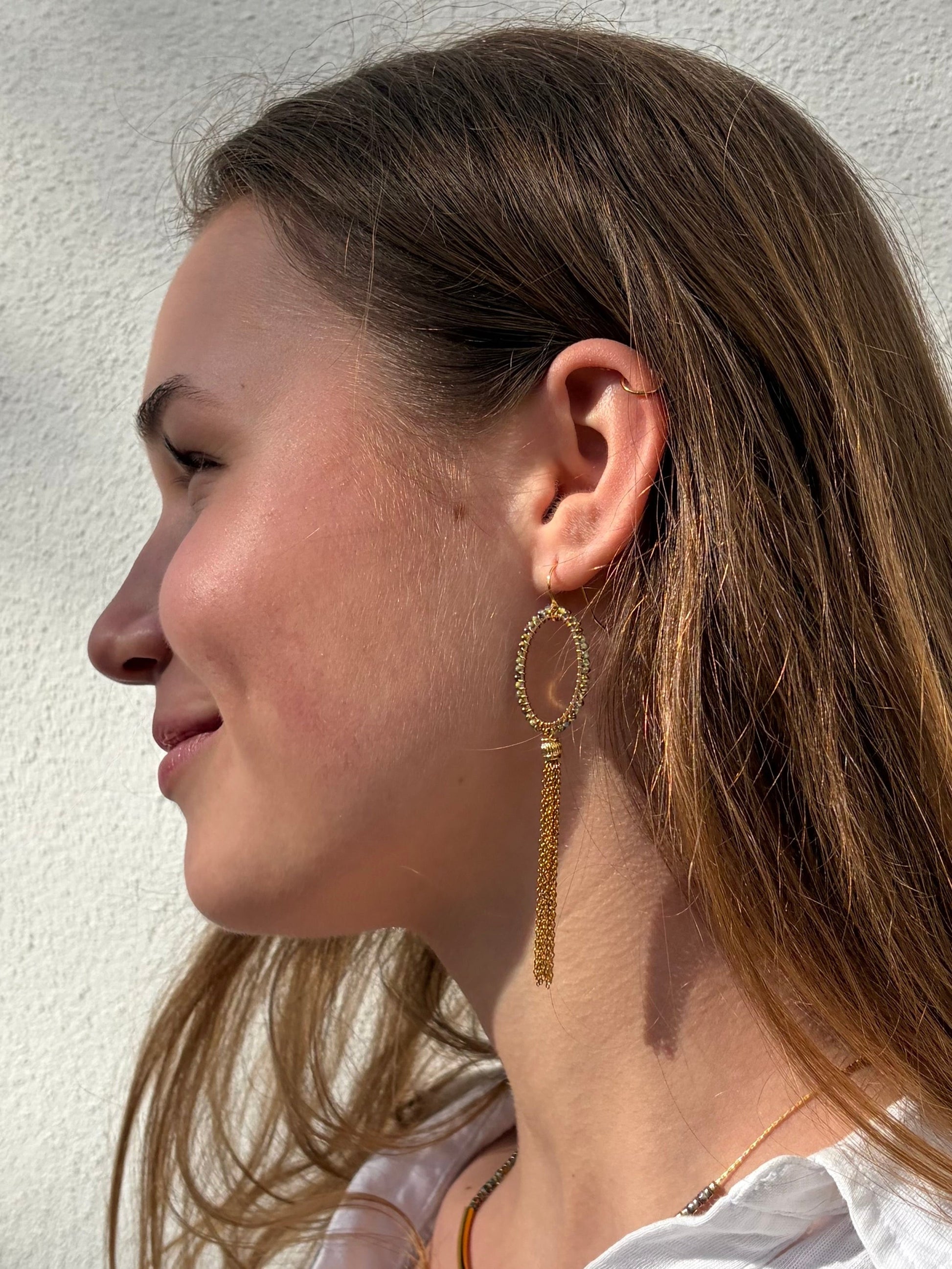 Tamsin long ombré beaded tassel earrings
