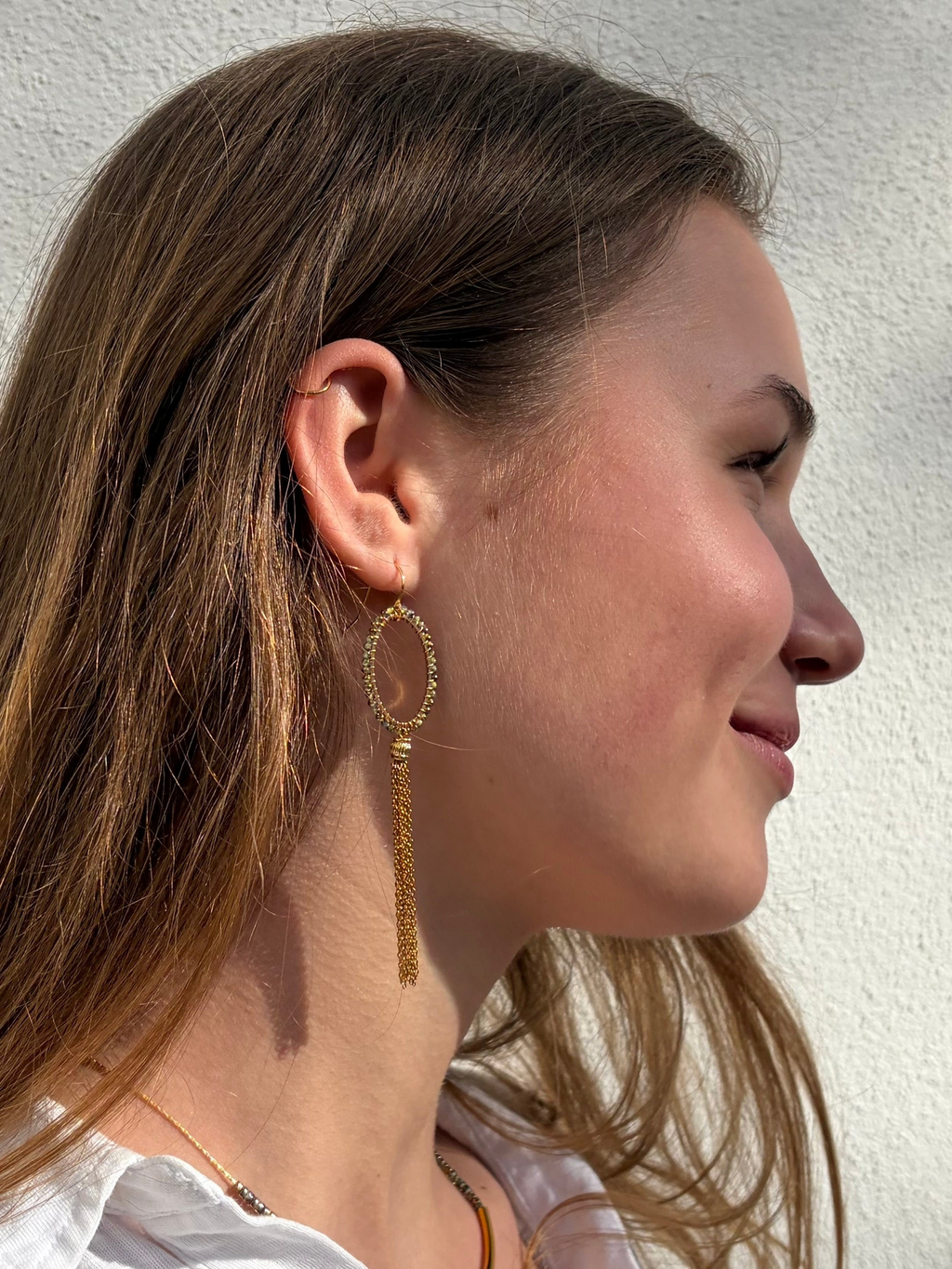 Tamsin long ombré beaded tassel earrings