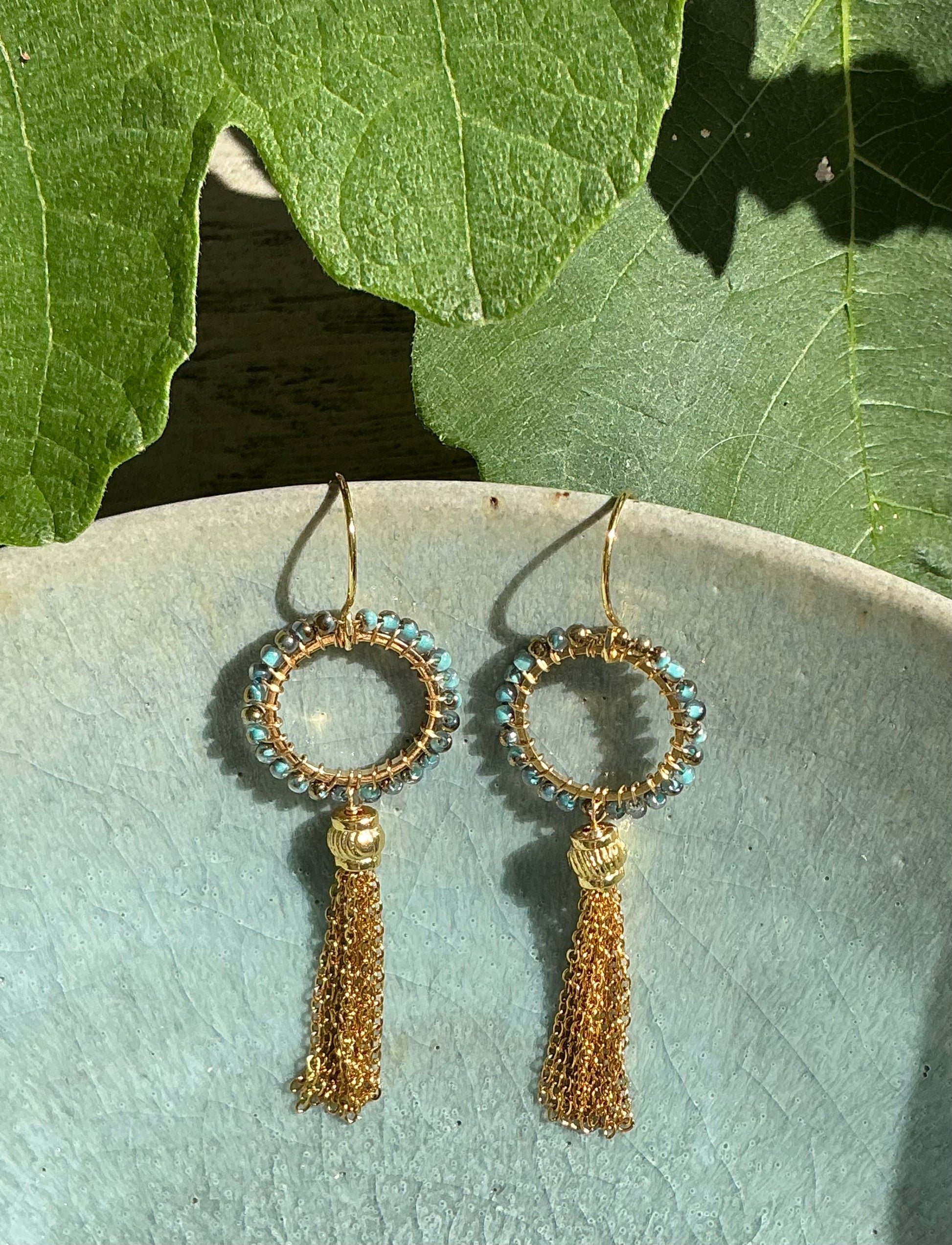 Marina mini ombré beaded tassel earrings
