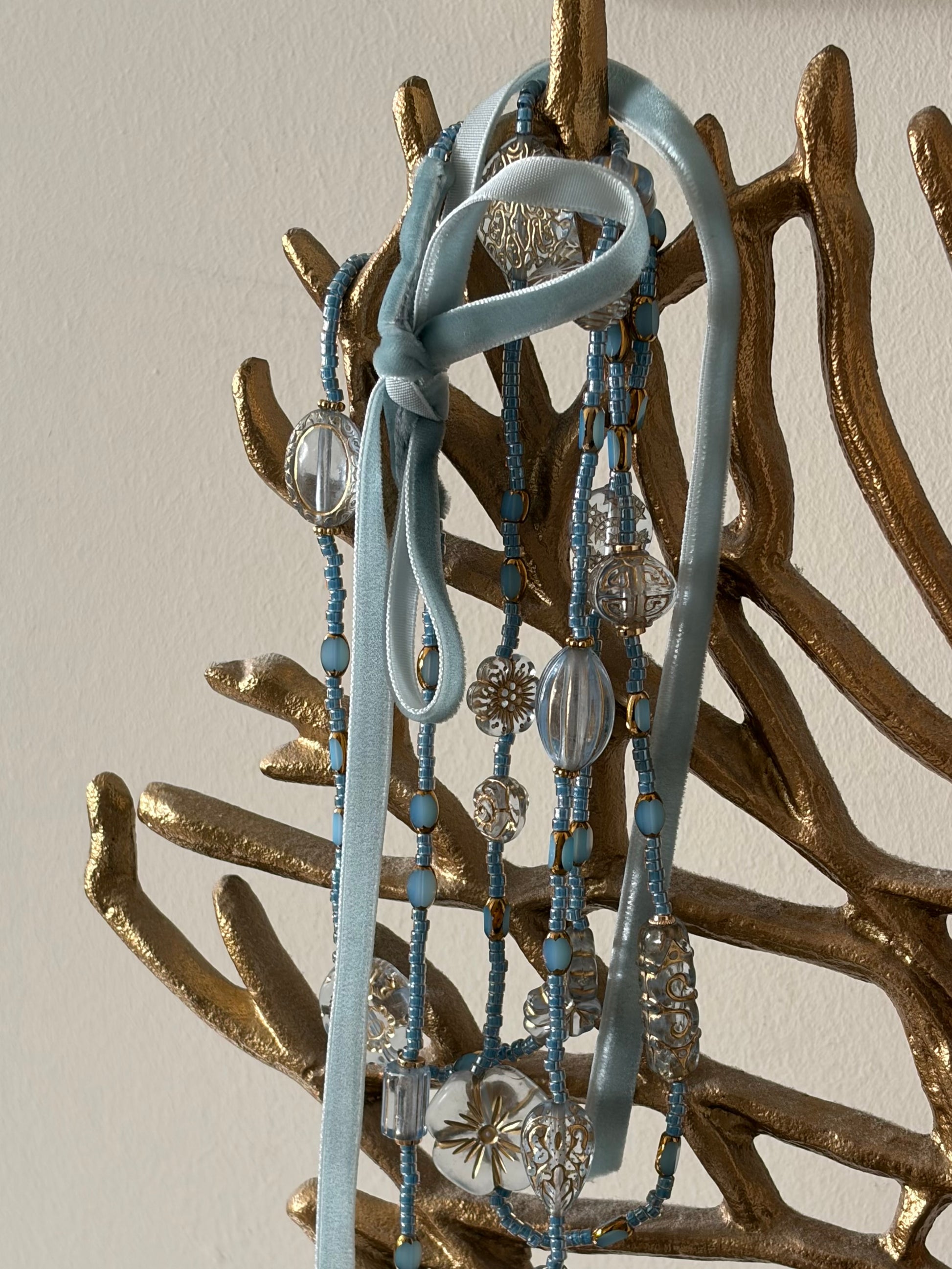 Aqua blue Tabitha vintage bead inspired beaded necklace