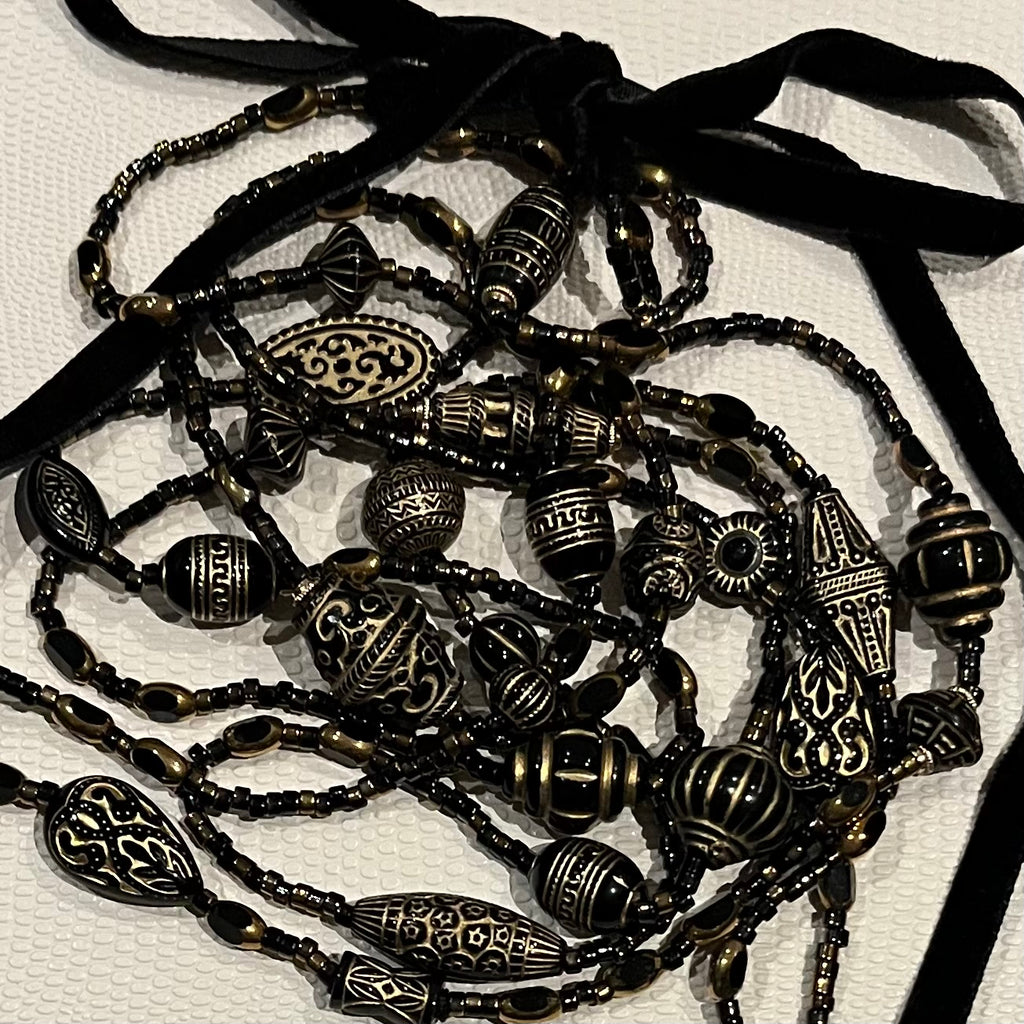 Black vintage bead inspired Tabitha necklace