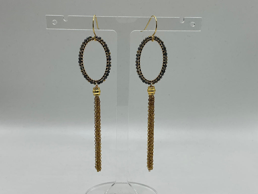 Tamsin long ombré beaded tassel earrings