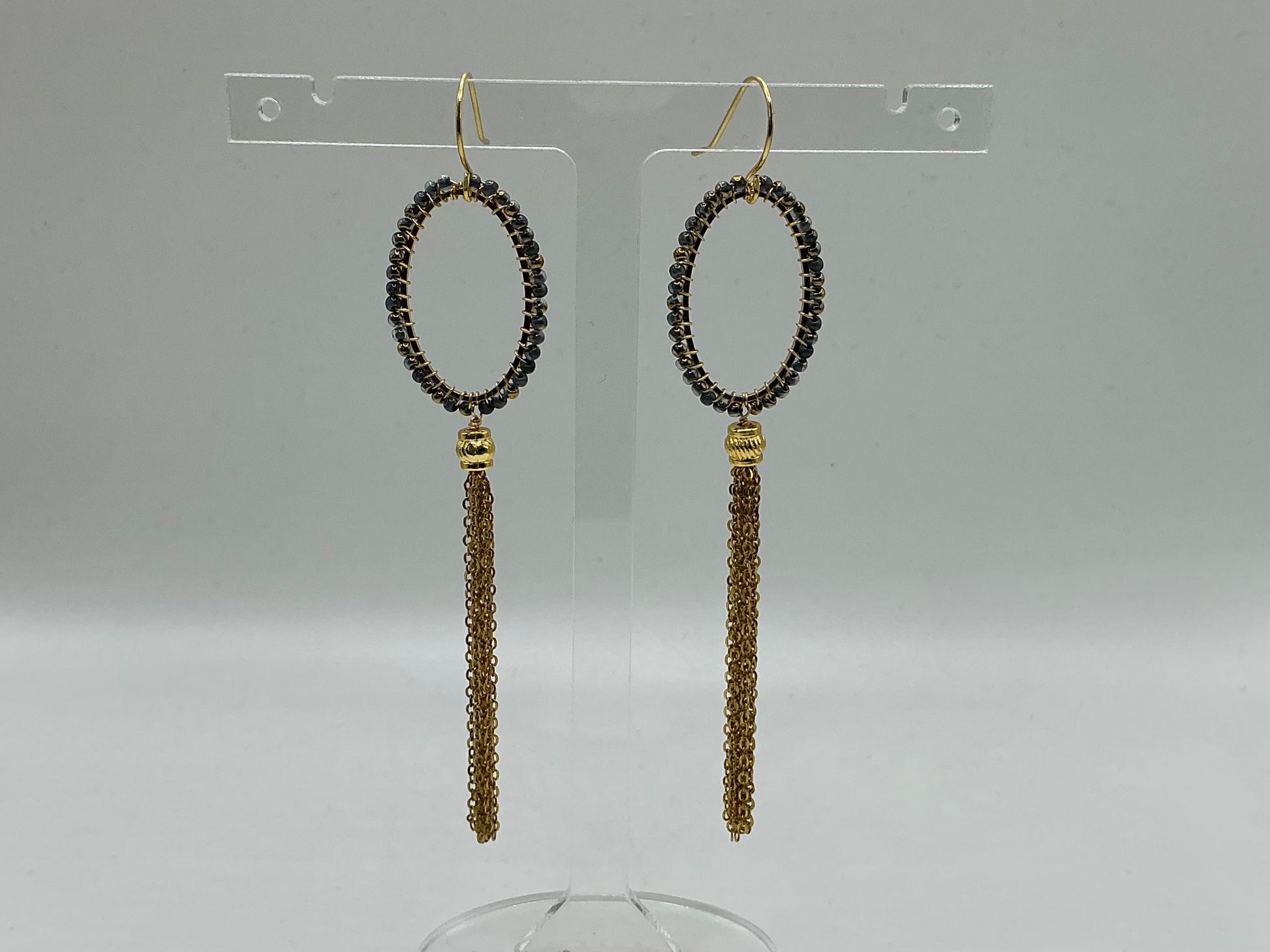 Tamsin long ombré beaded tassel earrings