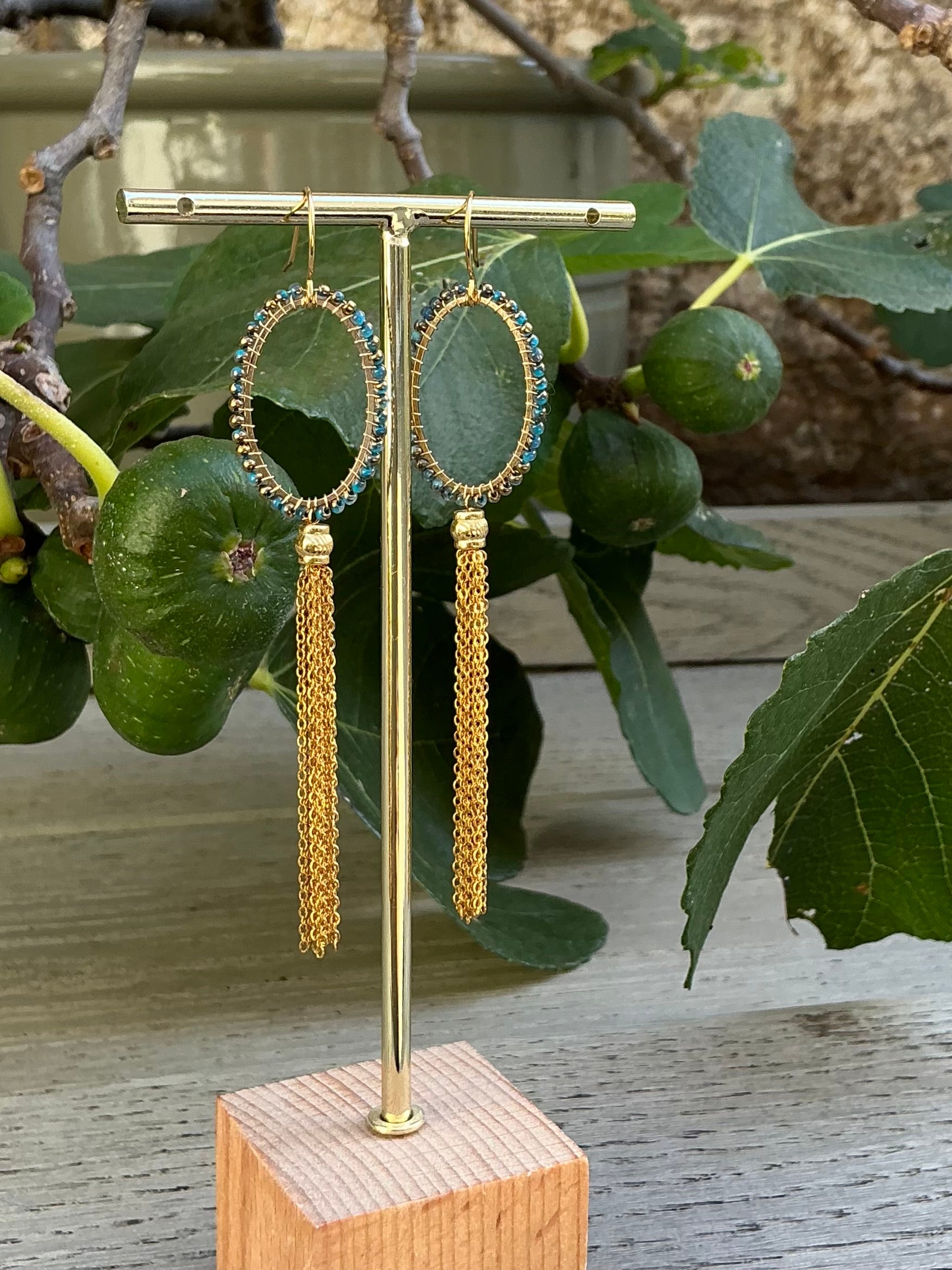 Tamsin long ombré beaded tassel earrings