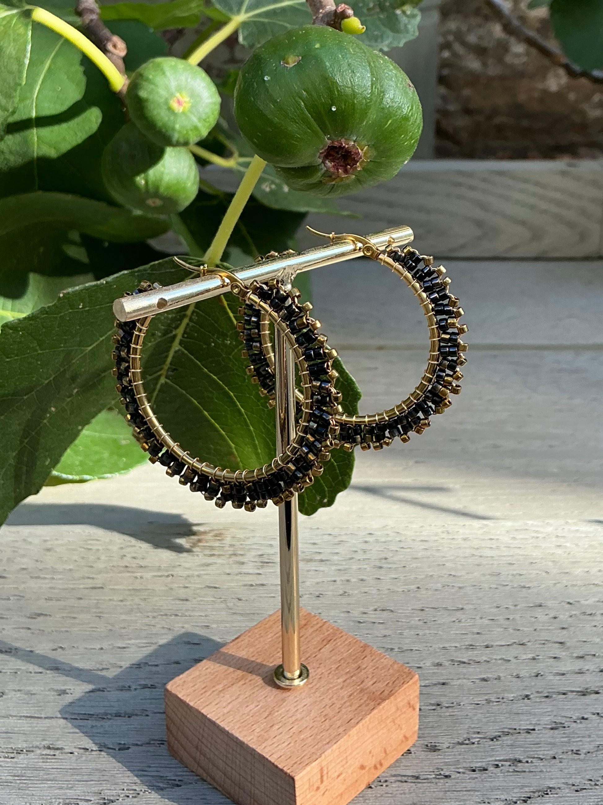 Valentina large ombré beaded hoop earrings