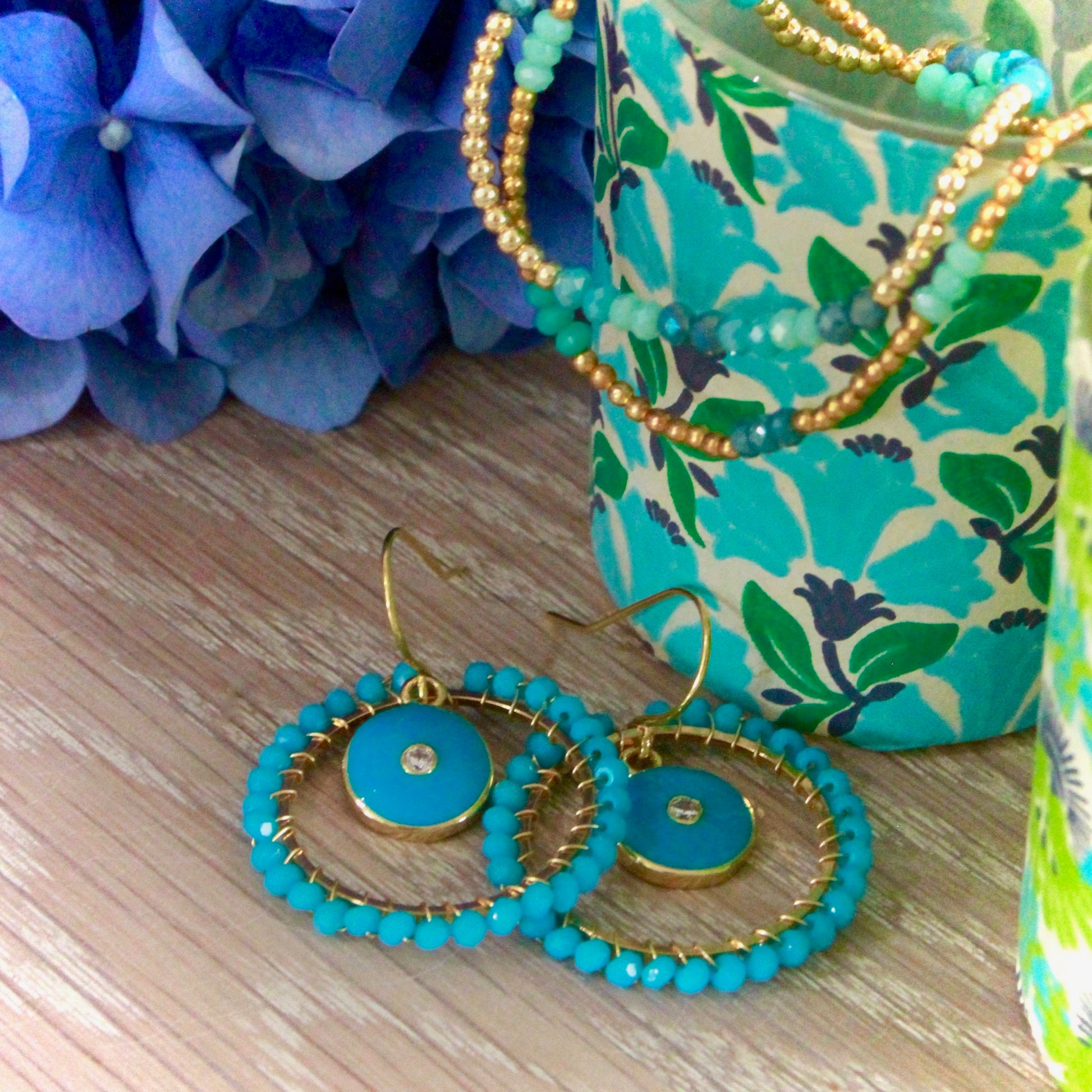 Small Turquoise Target Earrings