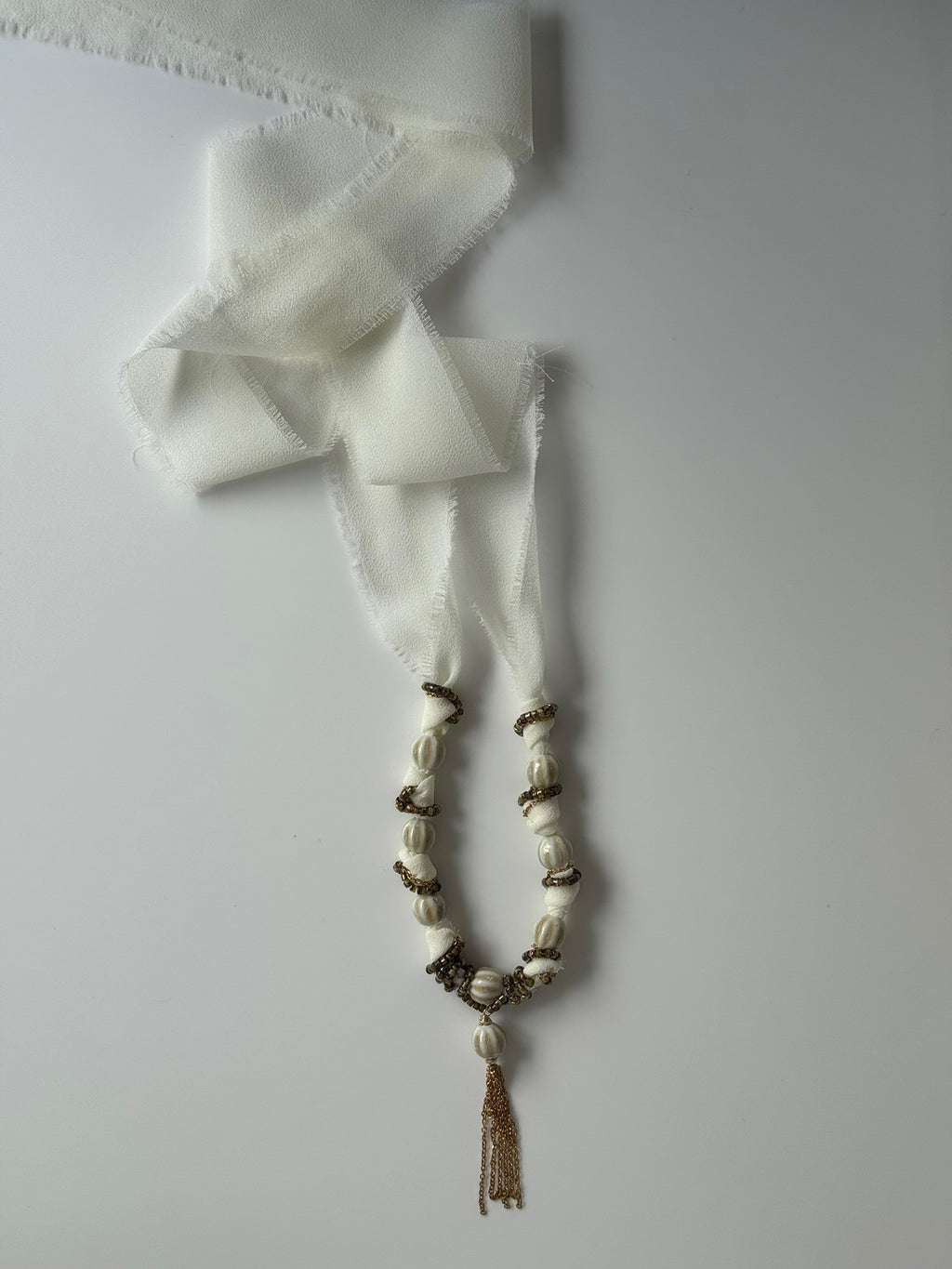 Anna ceramic beaded chiffon tie necklaces