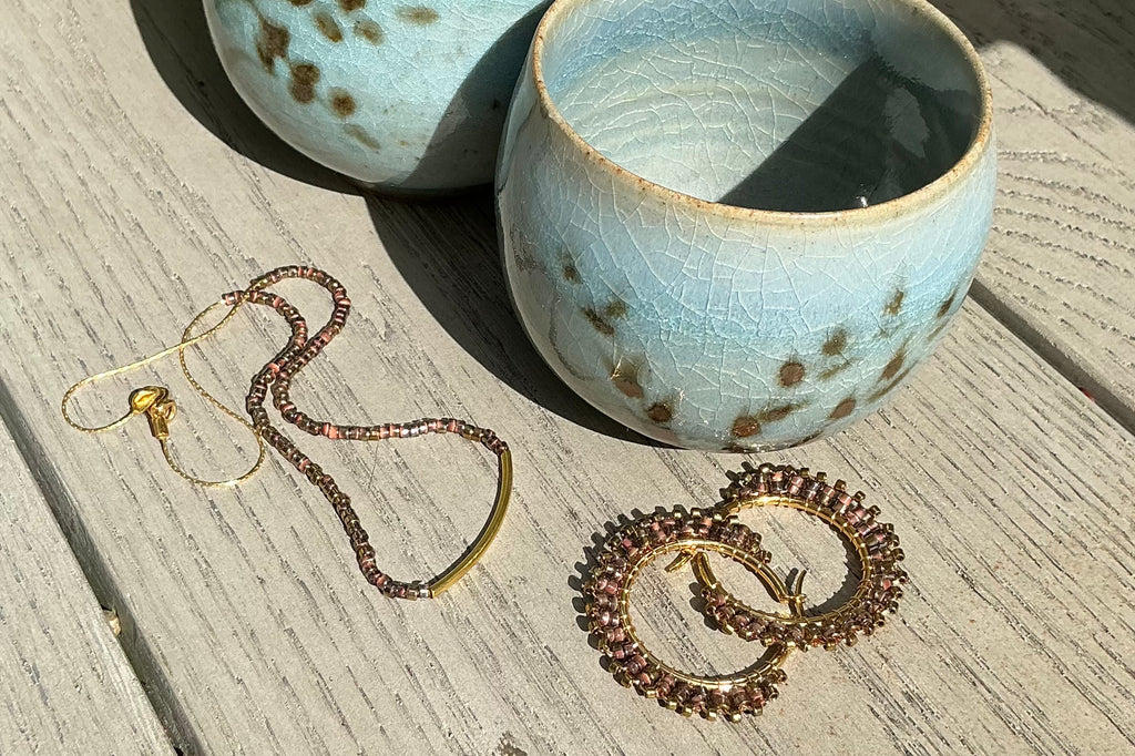 Valentina medium ombré beaded hoop earrings