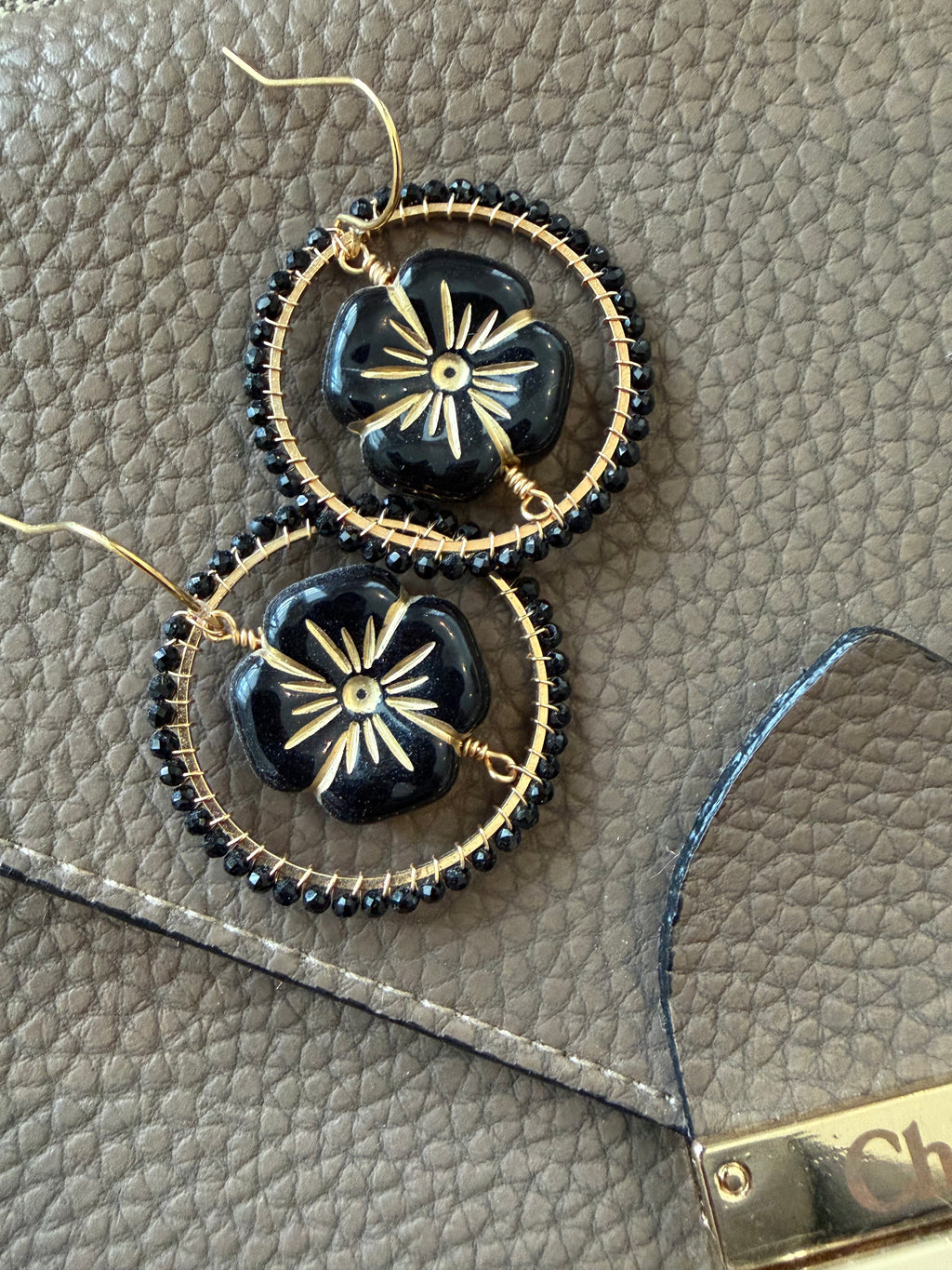 Large Eugénie vintage inspired beaded earrings