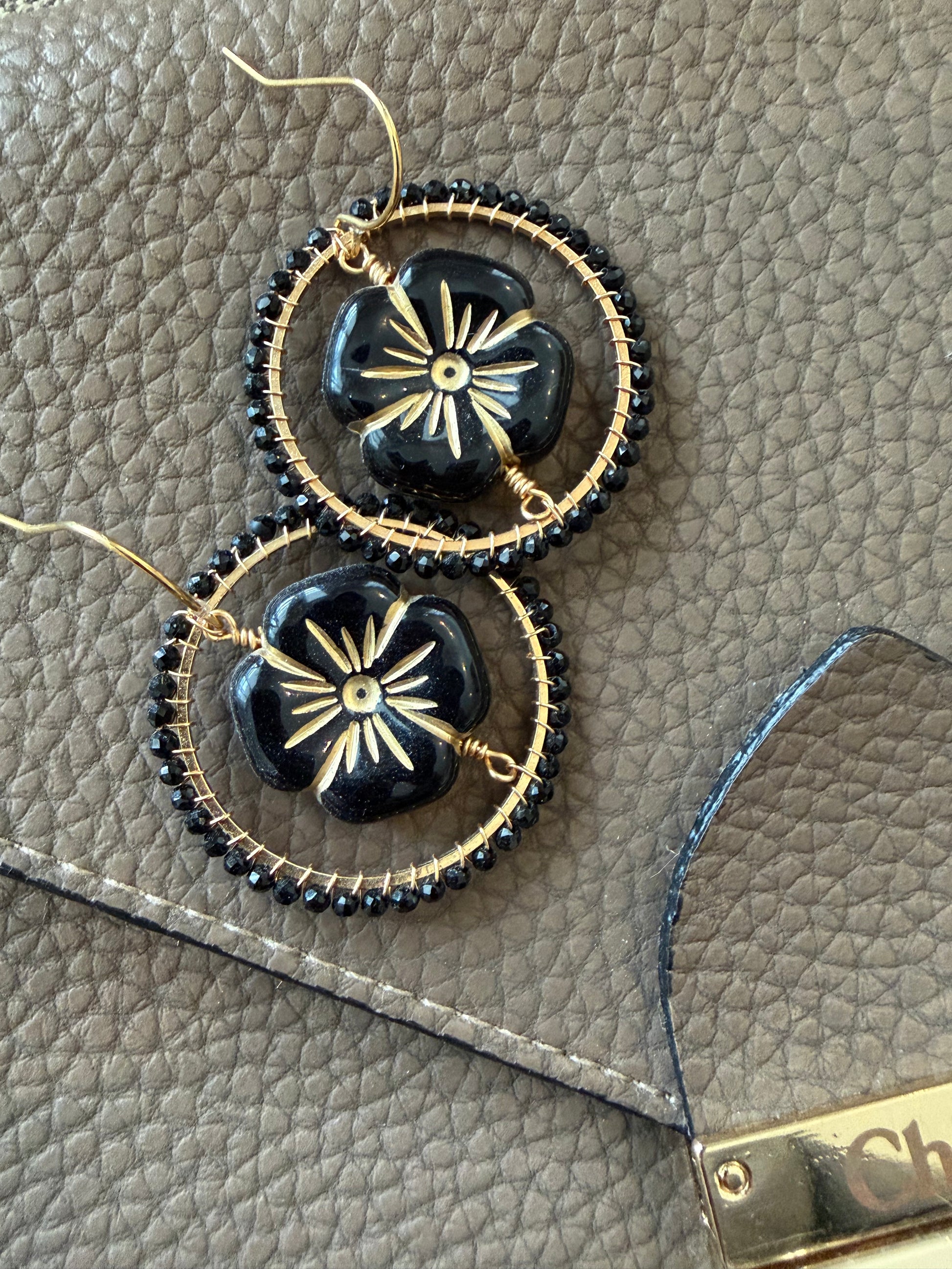 Large Eugénie vintage inspired beaded earrings