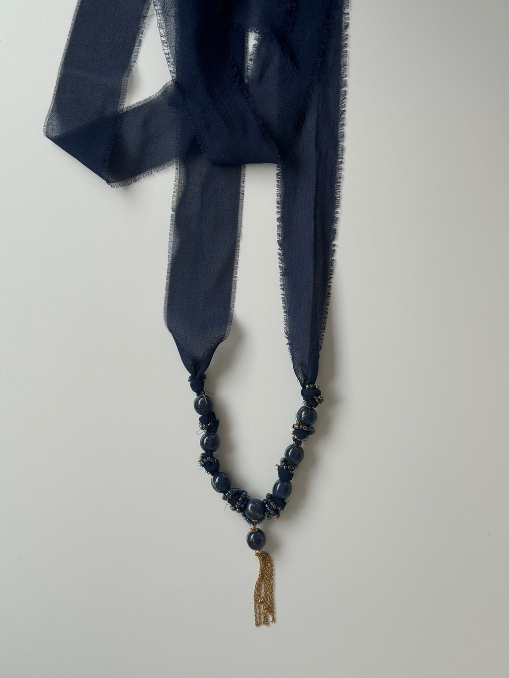 Anna ceramic beaded chiffon tie necklaces