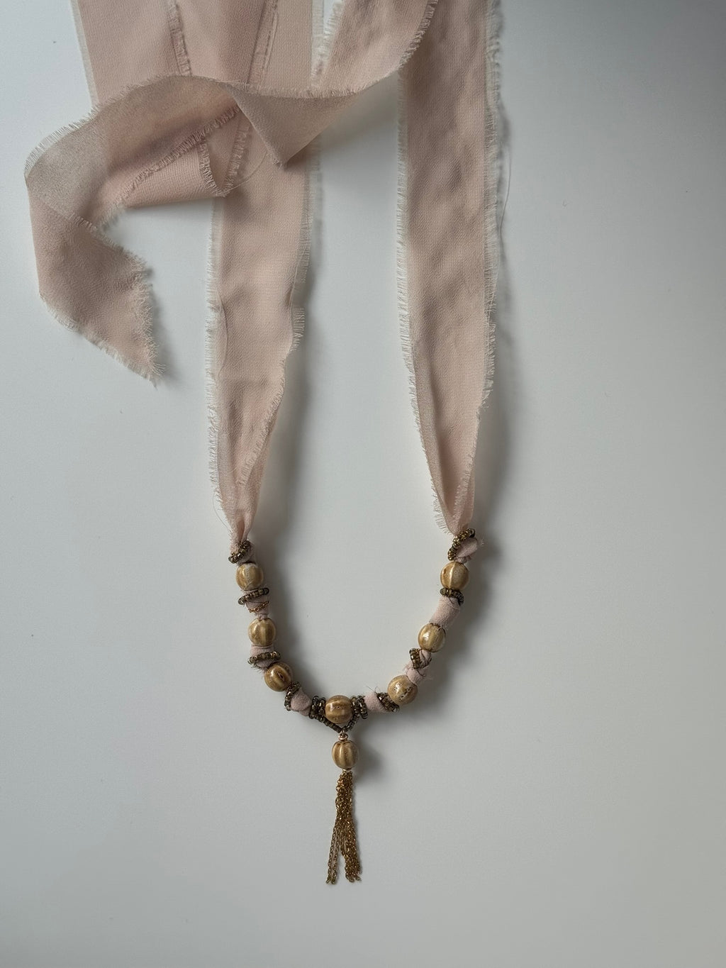Anna ceramic beaded chiffon tie necklaces