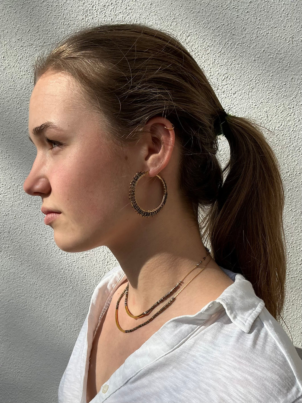 Tamsin large ombré beaded hoop earrings