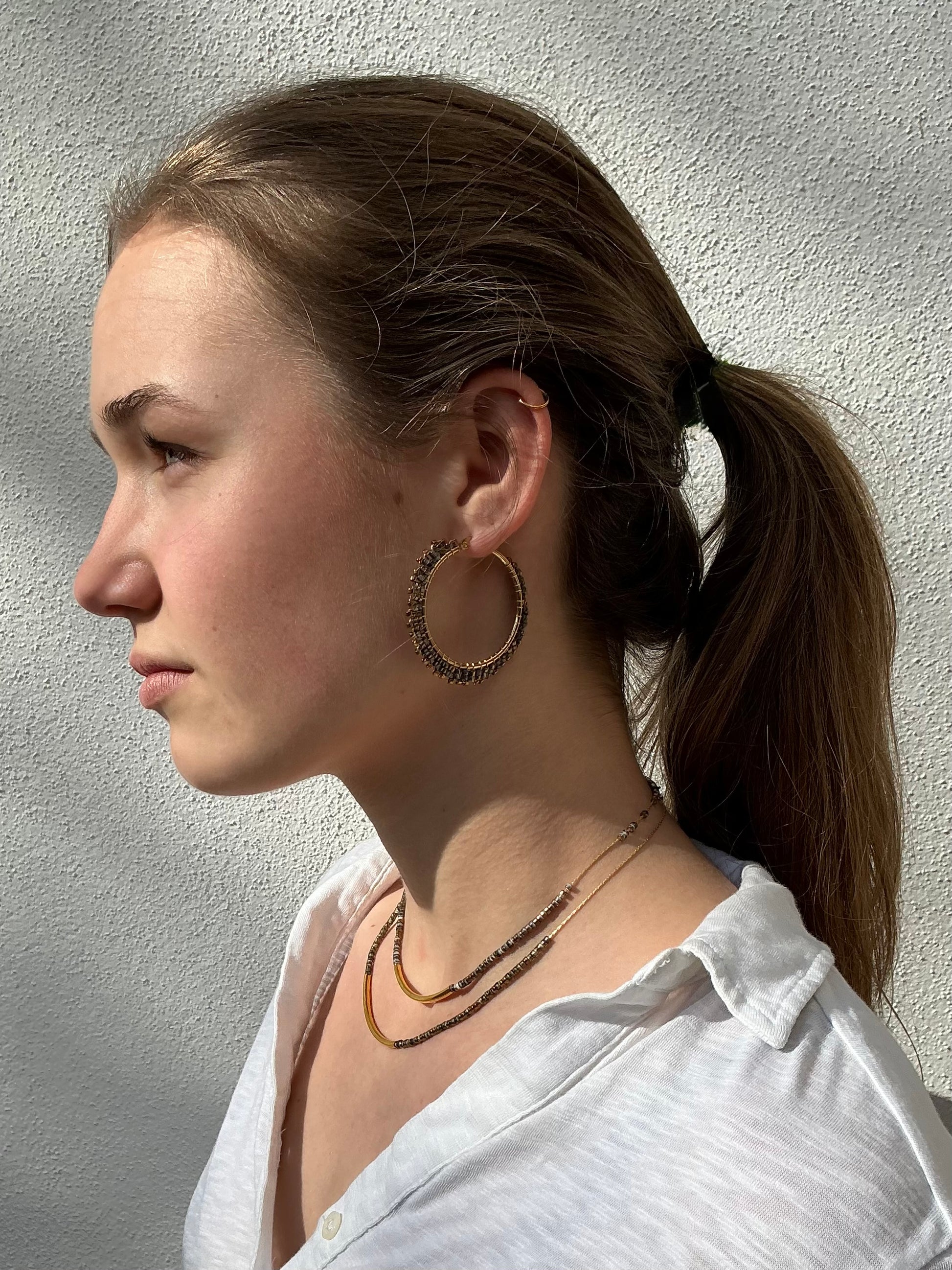 Tamsin large ombré beaded hoop earrings