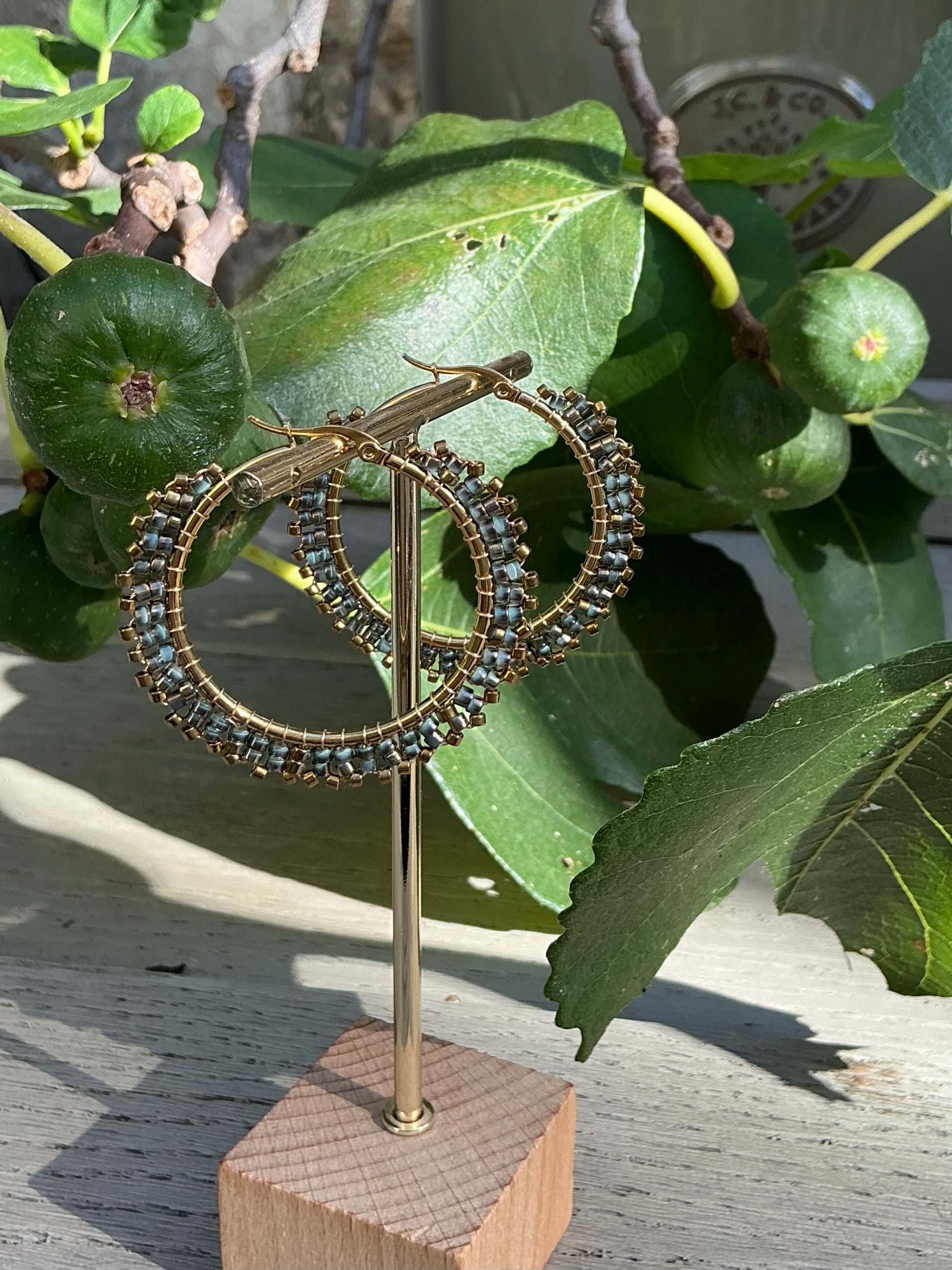 Tamsin large ombré beaded hoop earrings
