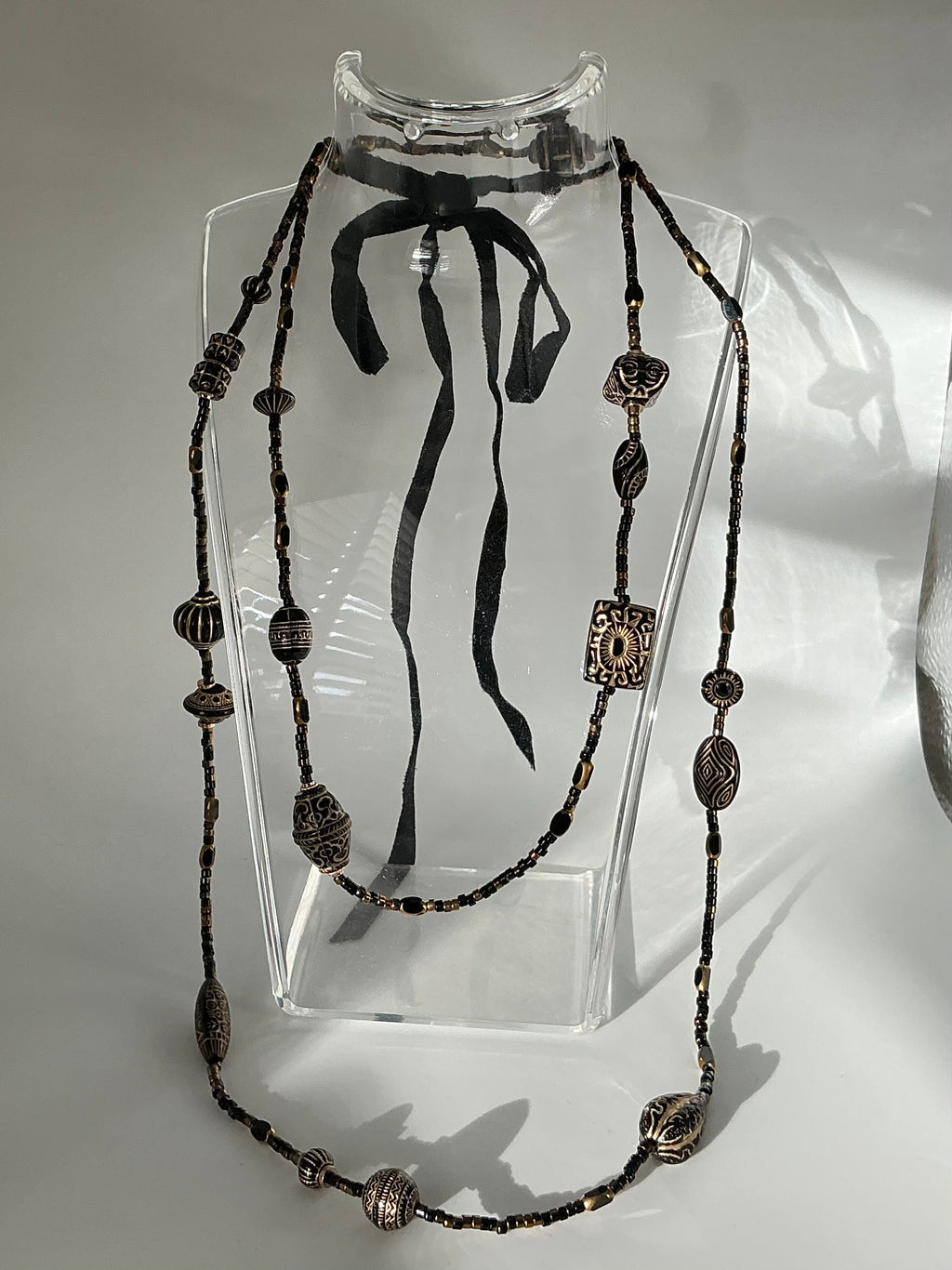 Black vintage bead inspired Tabitha necklace