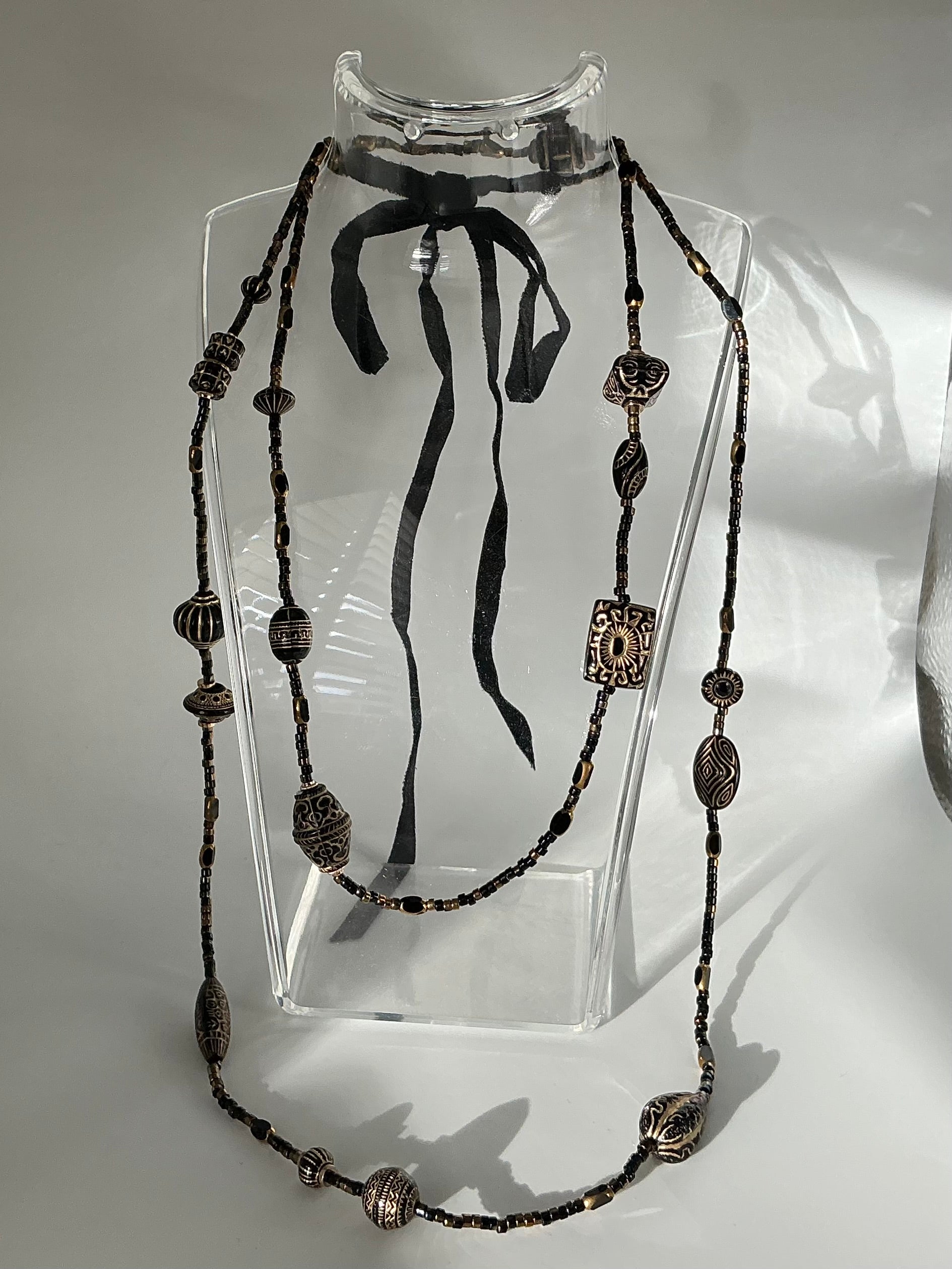 Black vintage bead inspired Tabitha necklace