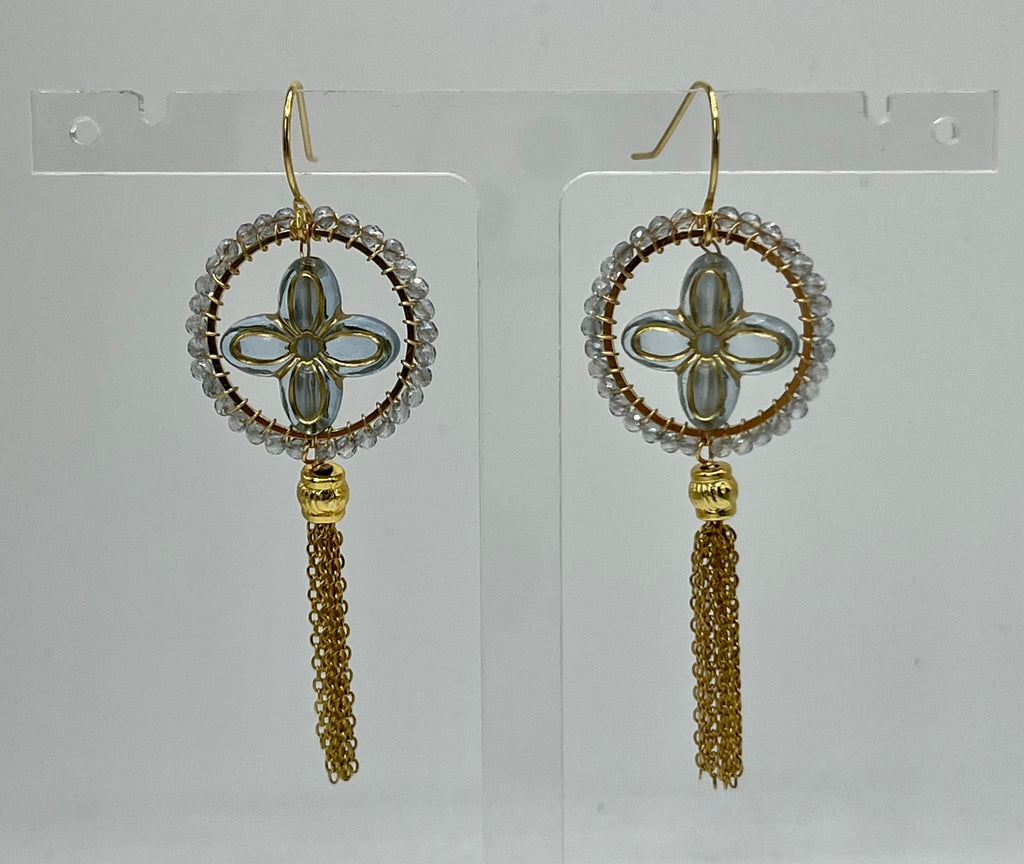 Francesca vintage bead inspired beaded tassel earrings