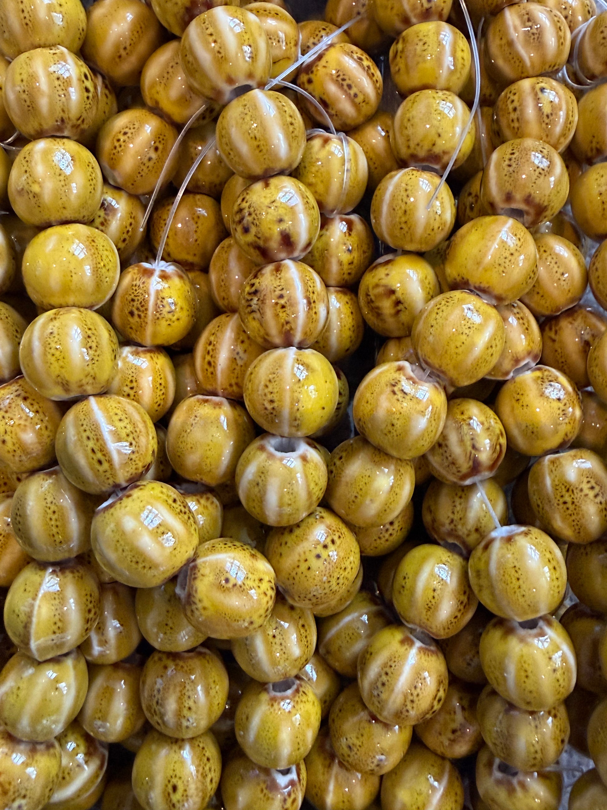Mustard Antonia ceramic bead necklace with cross