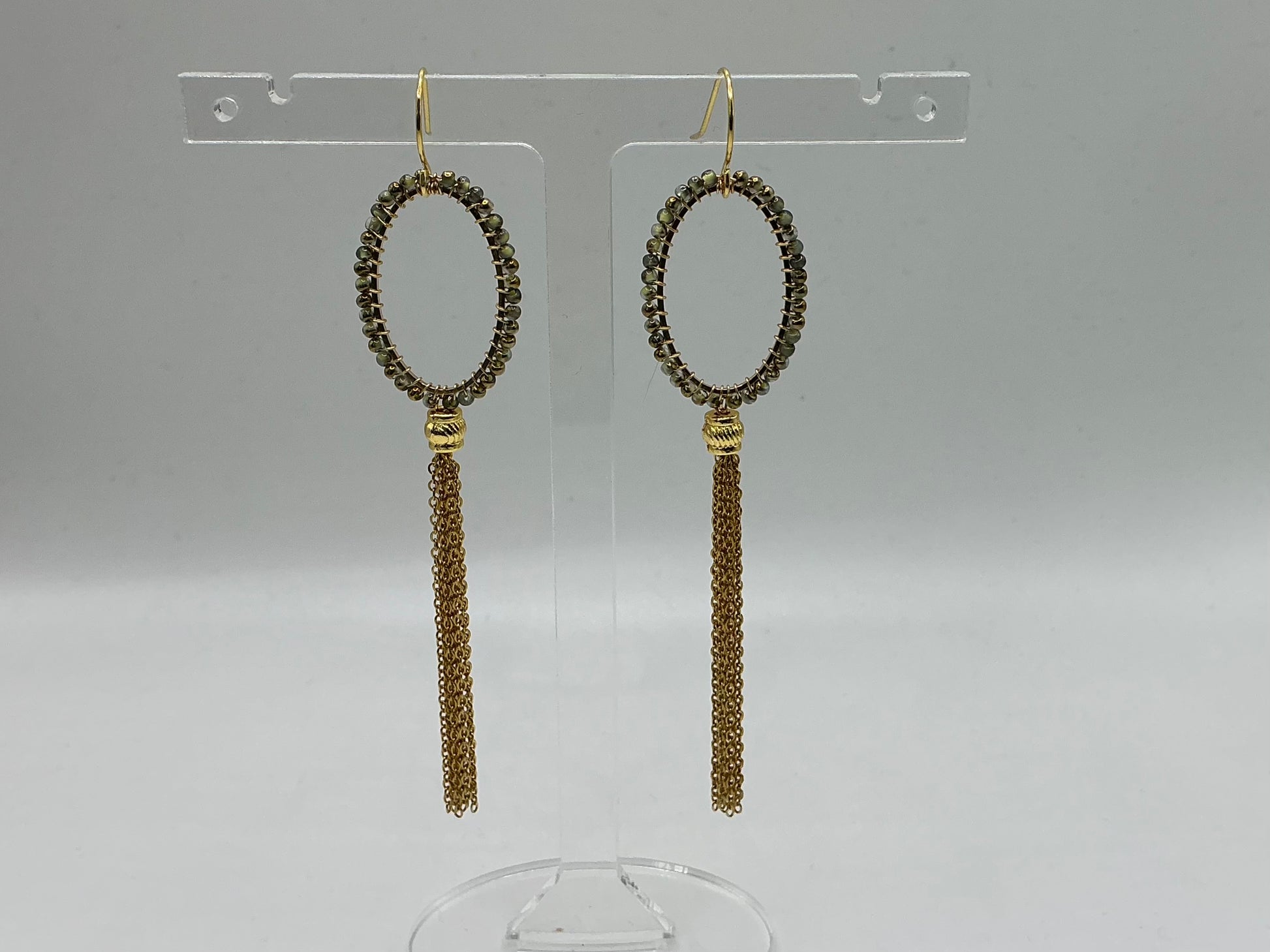 Tamsin long ombré beaded tassel earrings
