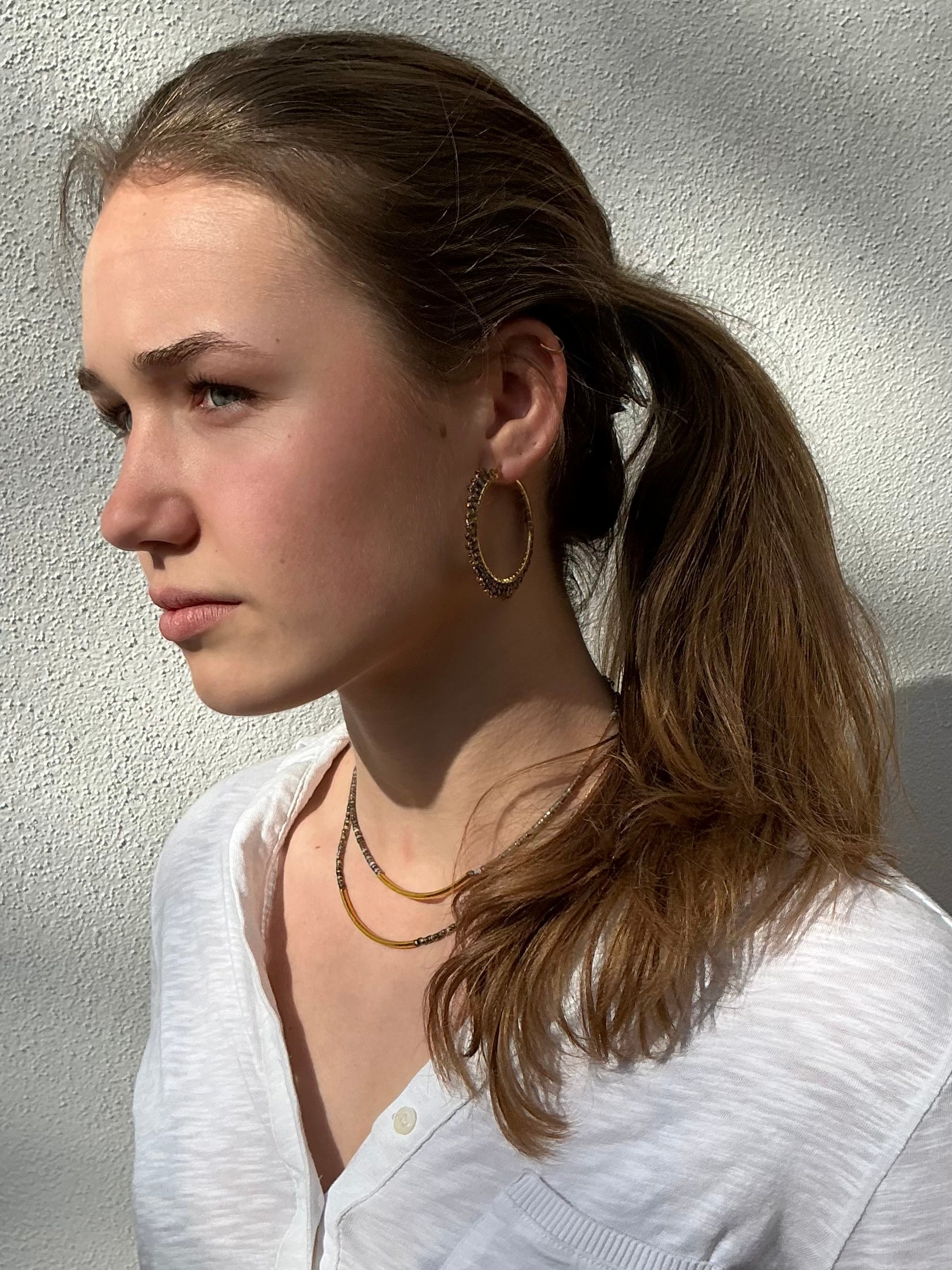 Valentina large ombré beaded hoop earrings