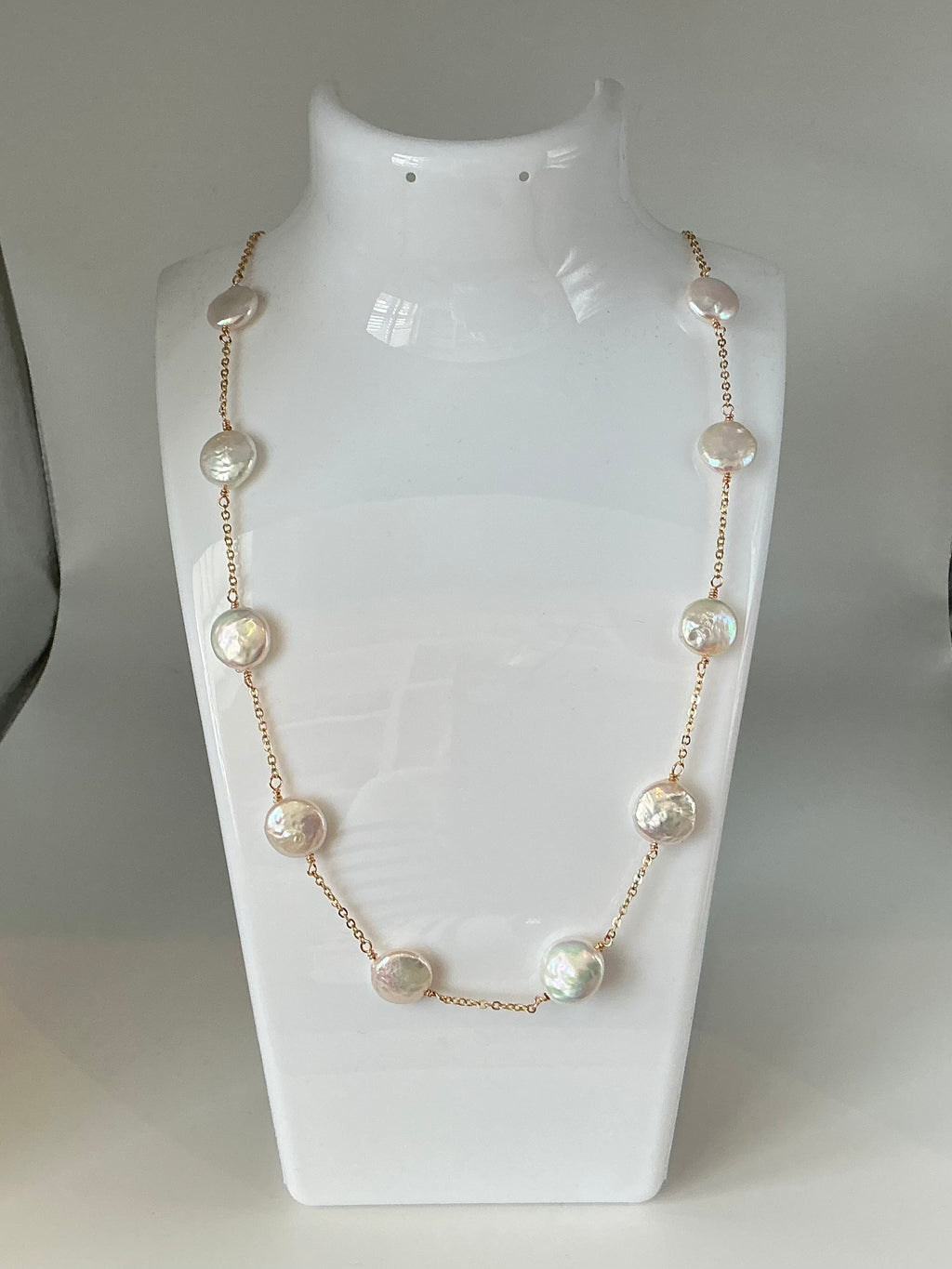Alexandra coin pearl and chain necklace