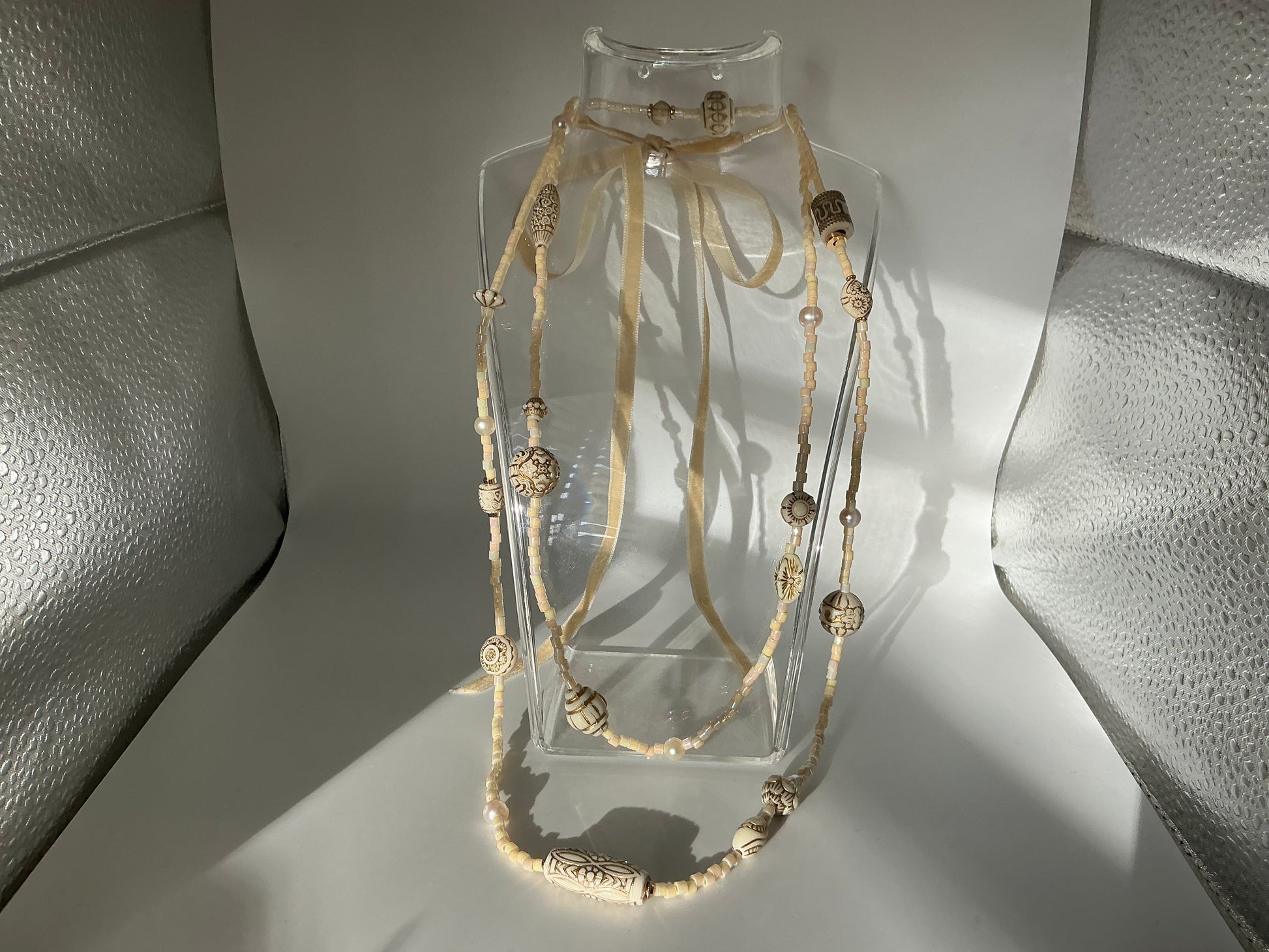 Tabitha vintage bead inspired beaded necklace