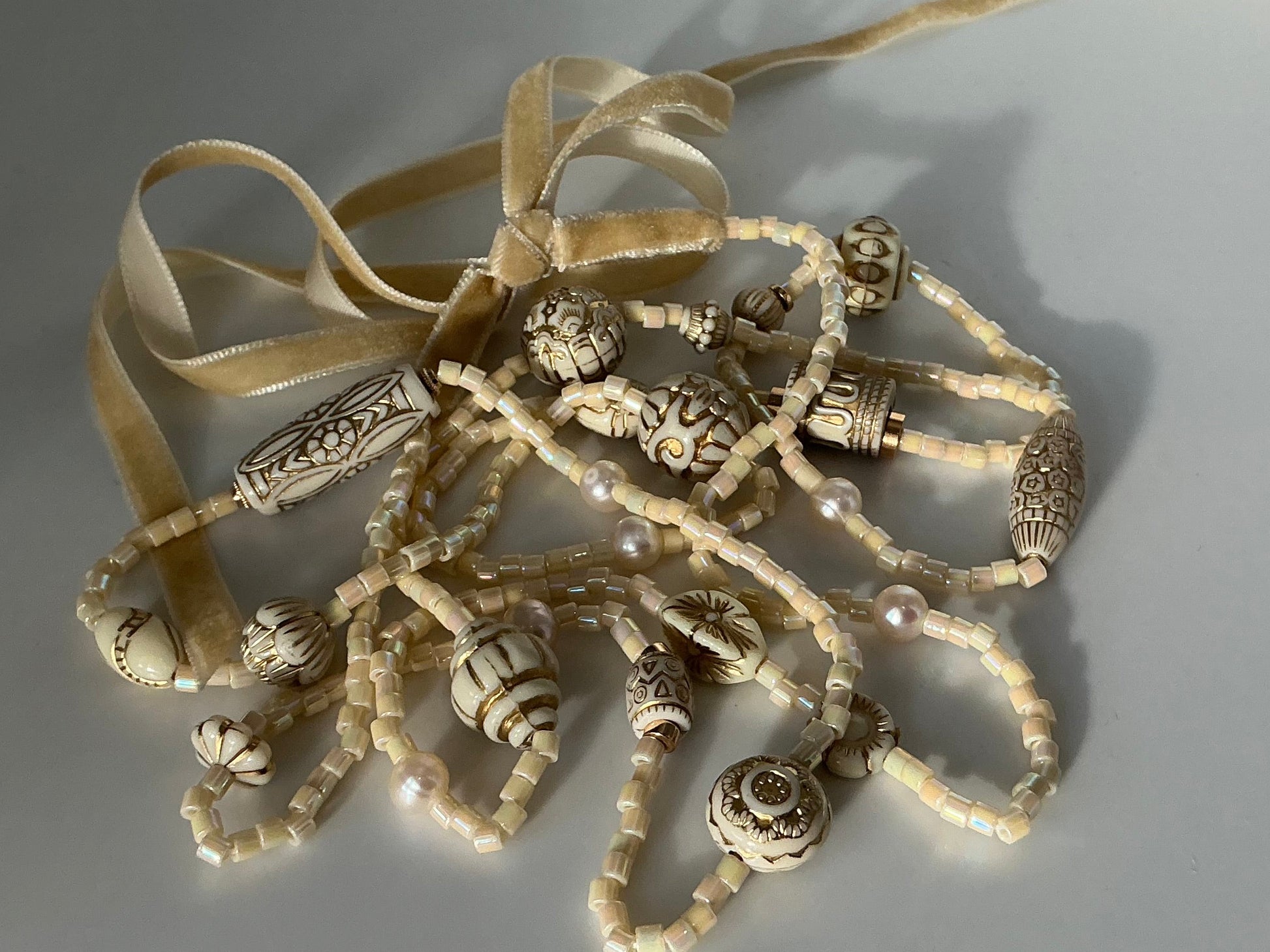Tabitha vintage bead inspired beaded necklace