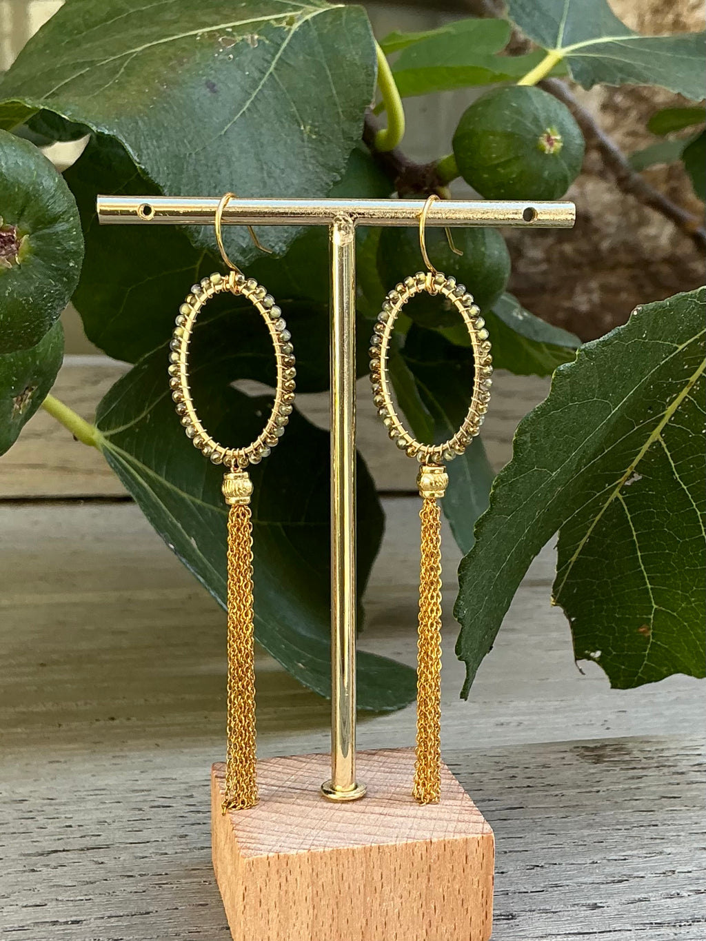 Tamsin long ombré beaded tassel earrings