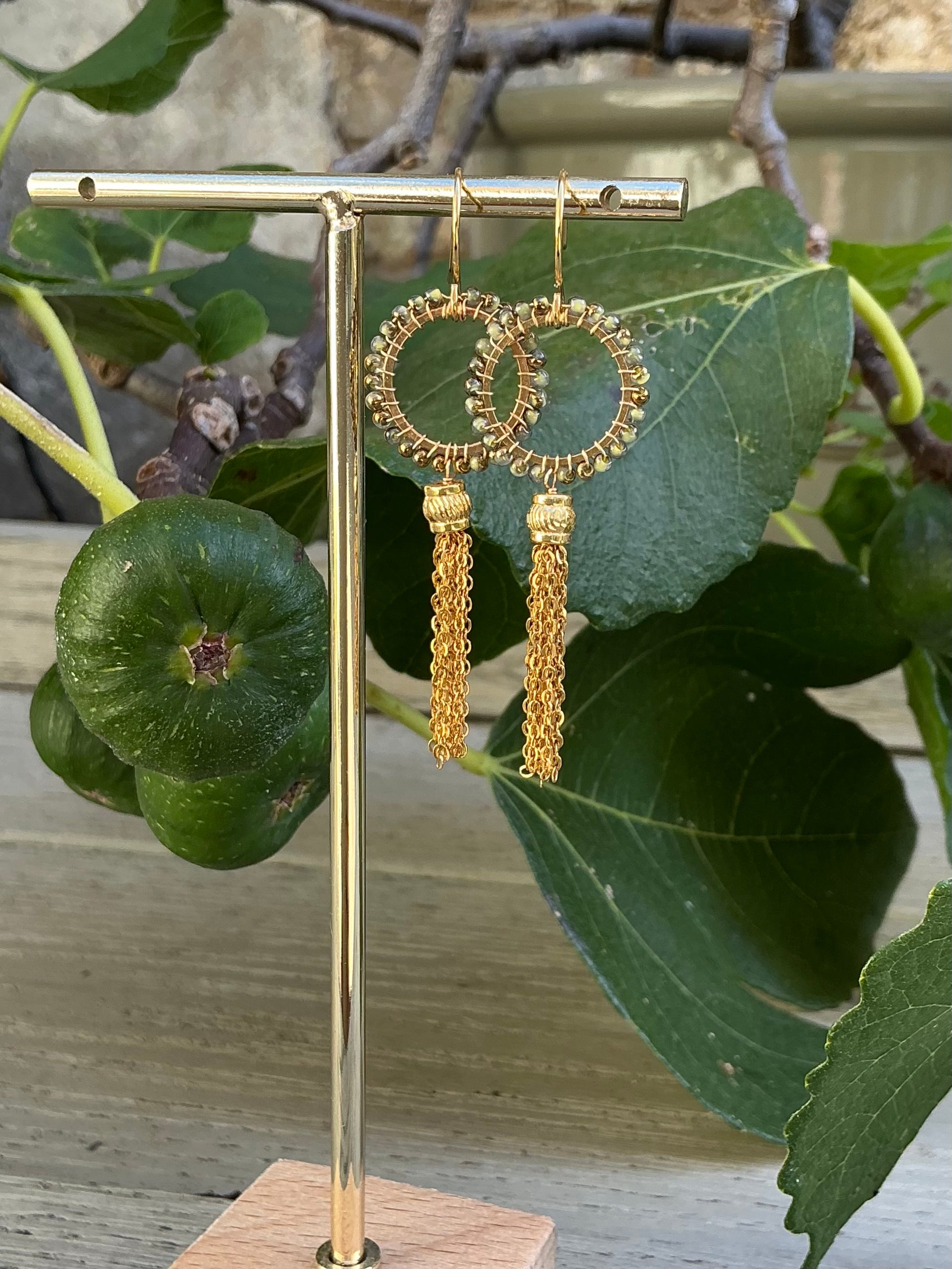 Marina mini ombré beaded tassel earrings