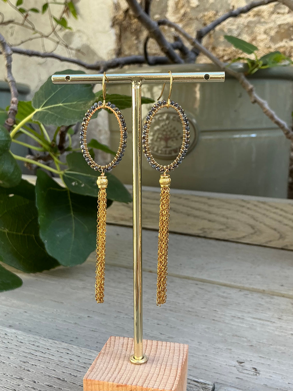 Tamsin long ombré beaded tassel earrings