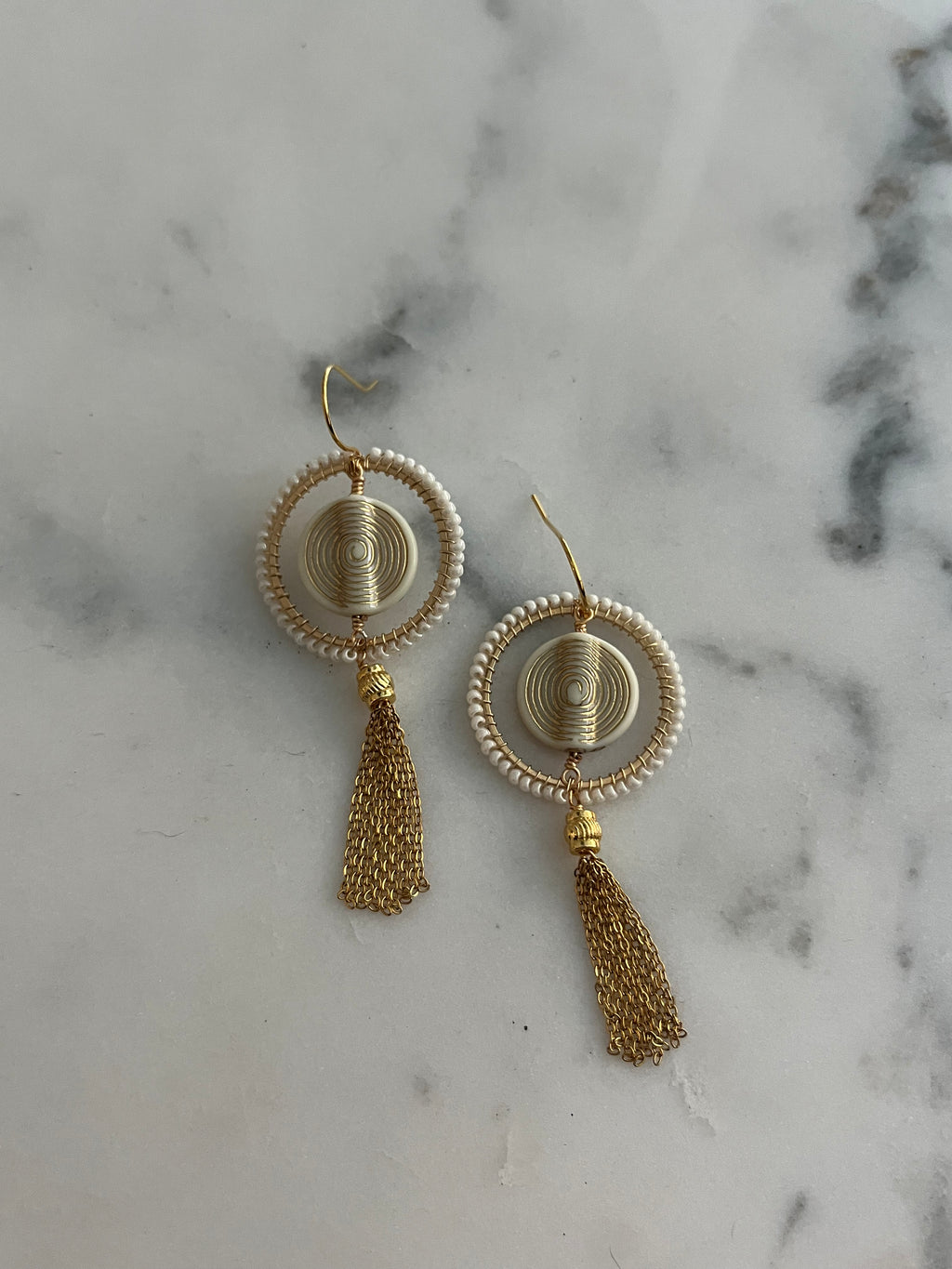 Amèlie vintage bead inspired tassel earrings