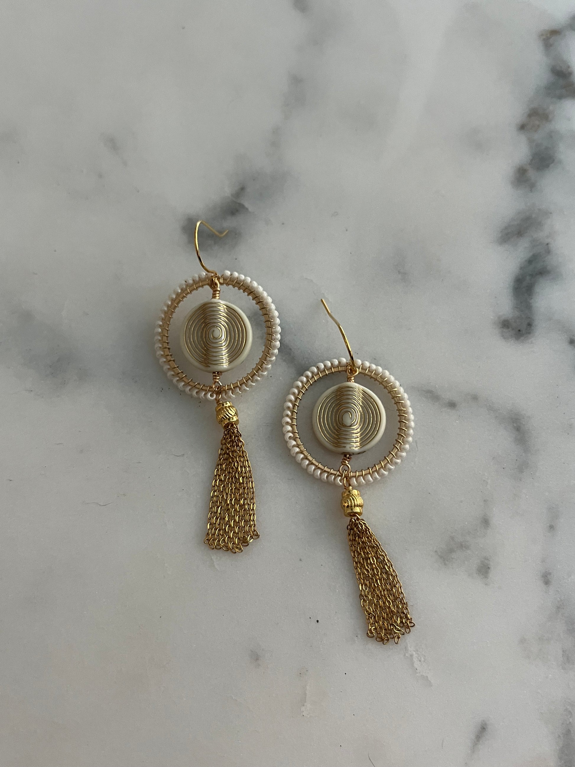 Amèlie vintage bead inspired tassel earrings