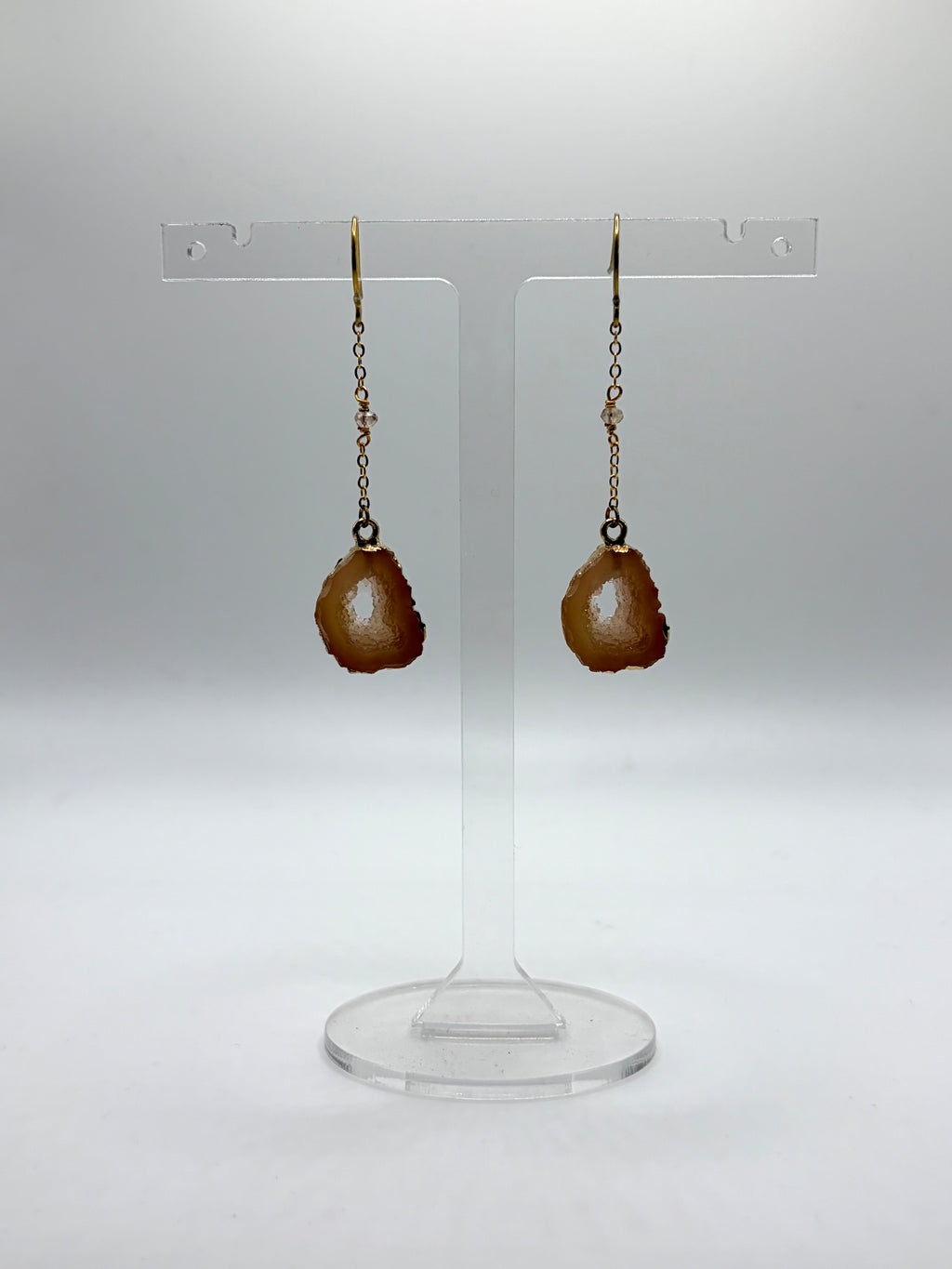 Moon slice agate drop earrings