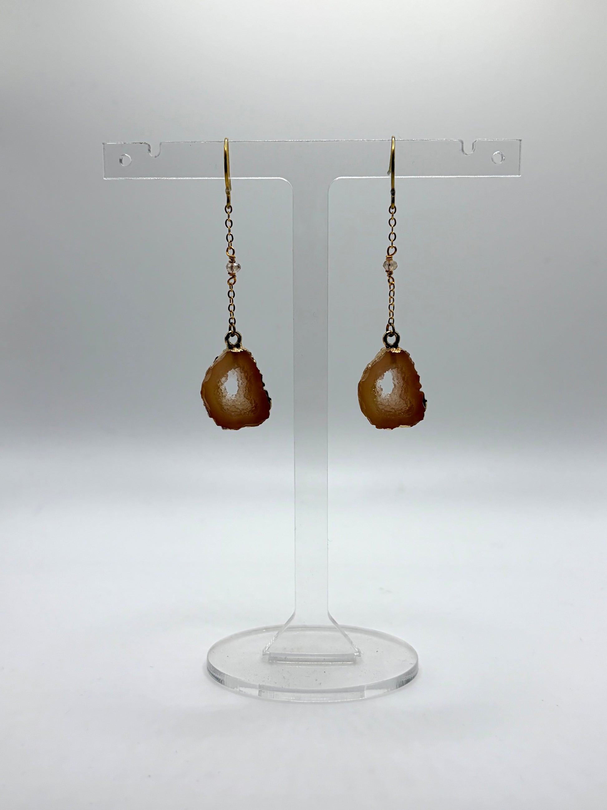 Moon slice agate drop earrings