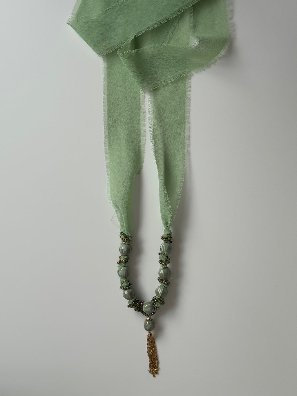 Anna ceramic beaded chiffon tie necklaces