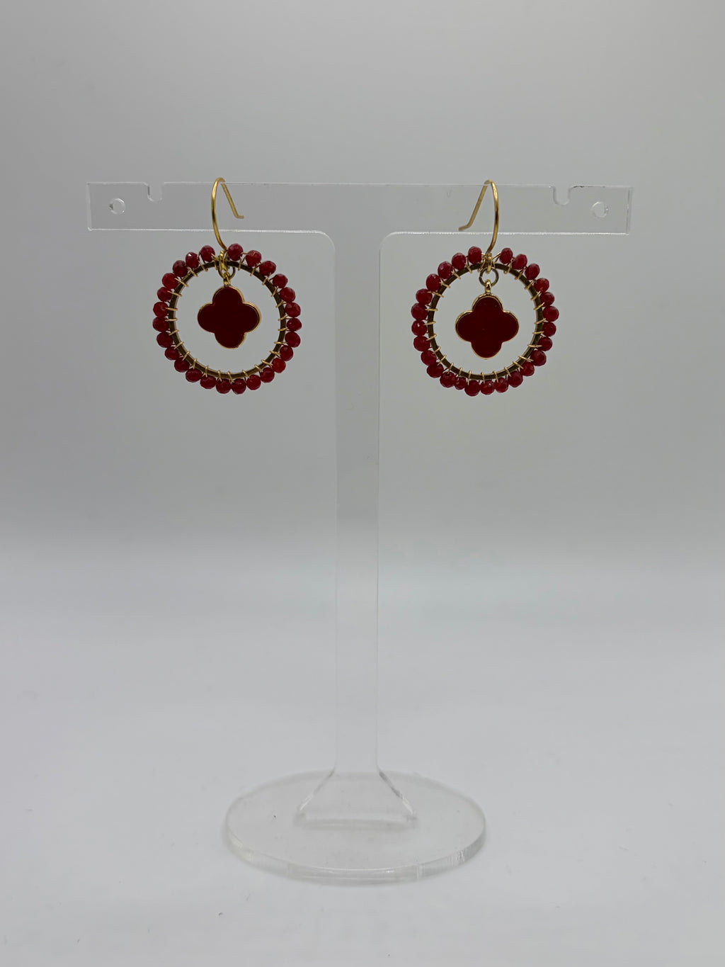 Small Red clover earrings