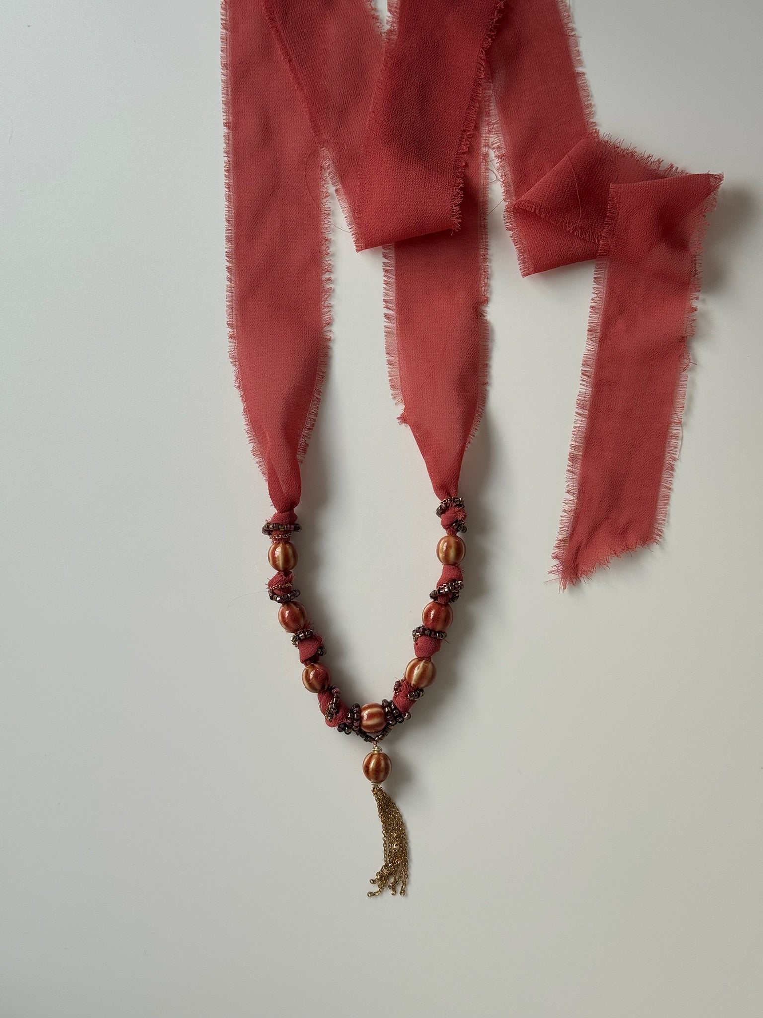 Anna ceramic beaded chiffon tie necklaces
