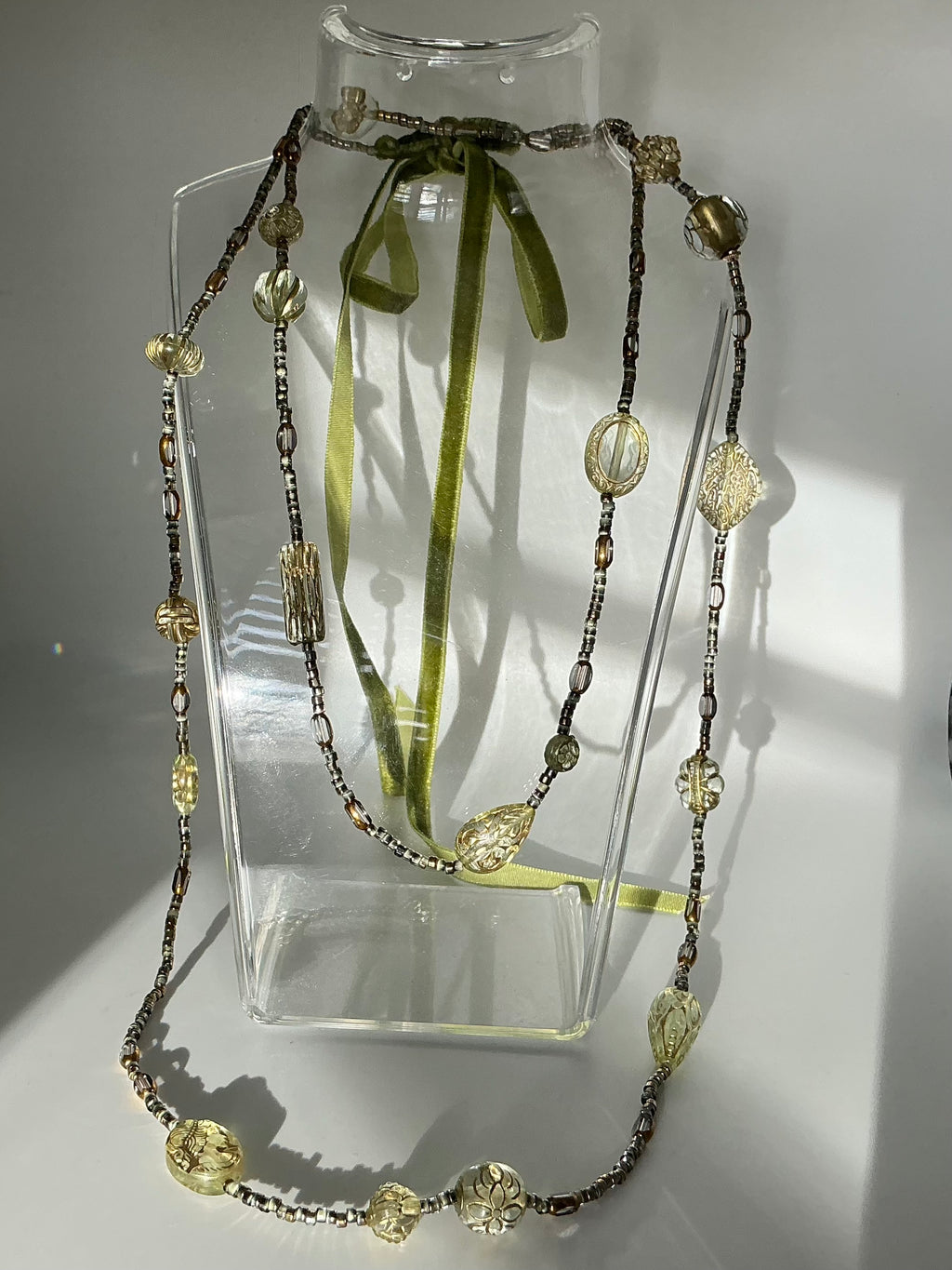 Tabitha vintage bead inspired velvet ribbon necklace