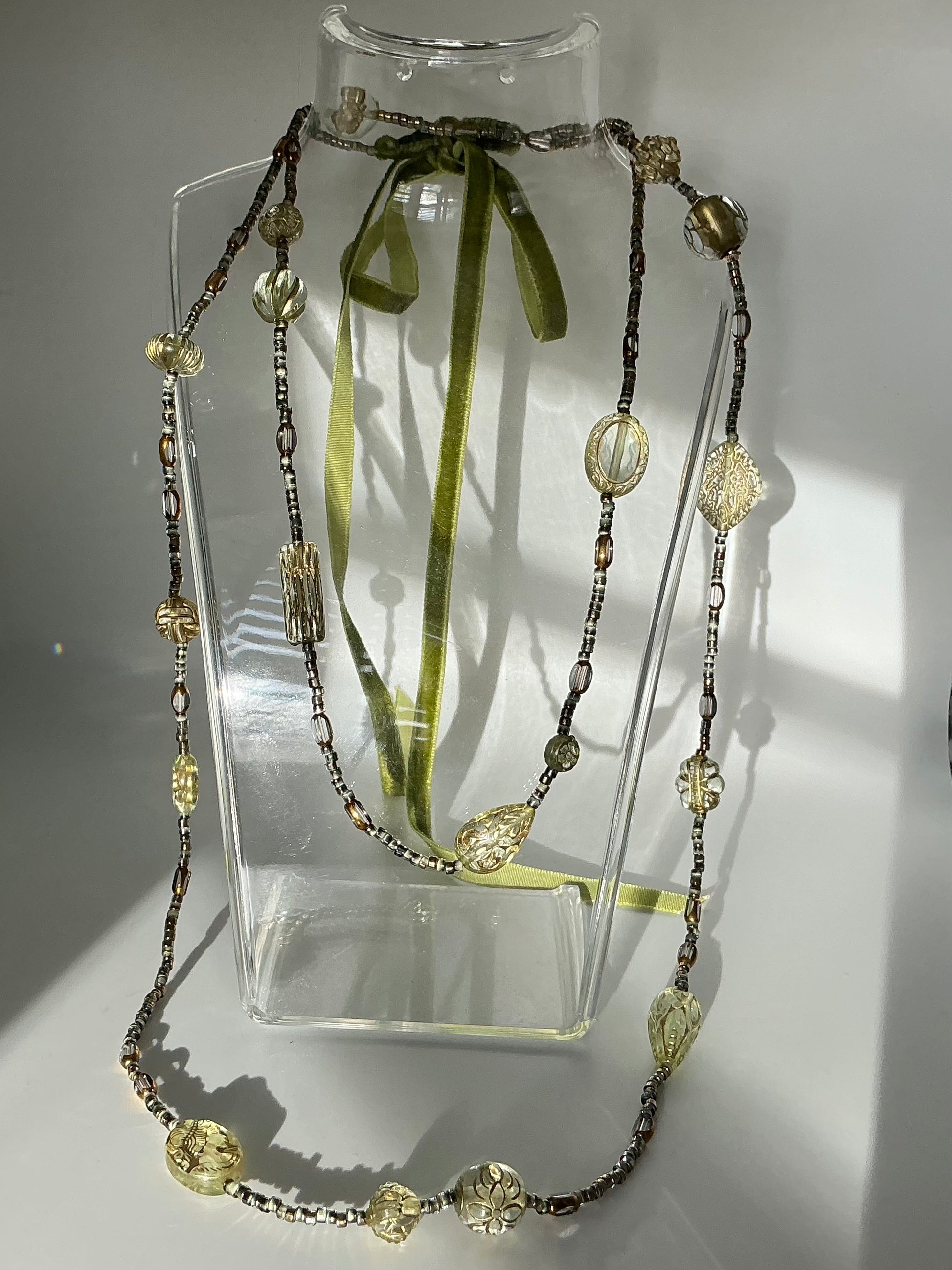 Tabitha vintage bead inspired velvet ribbon necklace