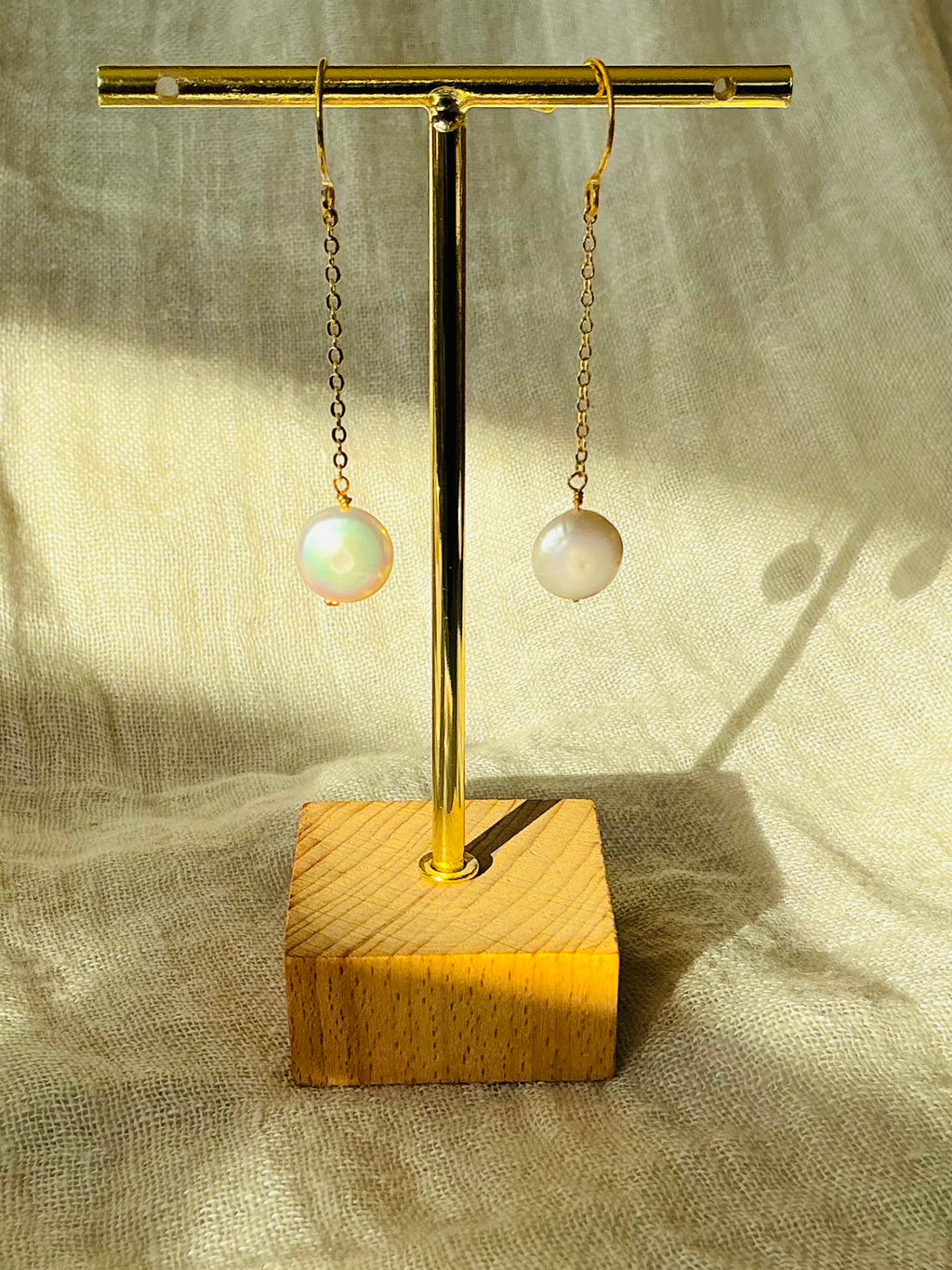 Petra coin pearl drop earrings