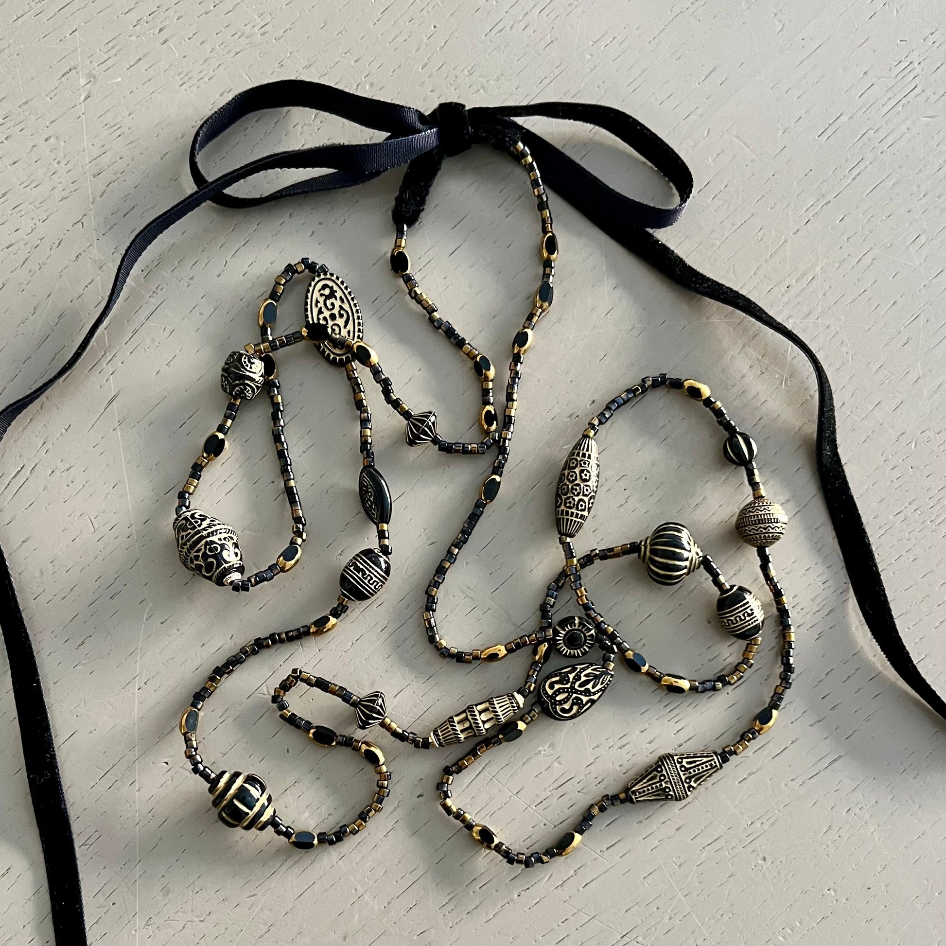 Black vintage bead inspired Tabitha necklace
