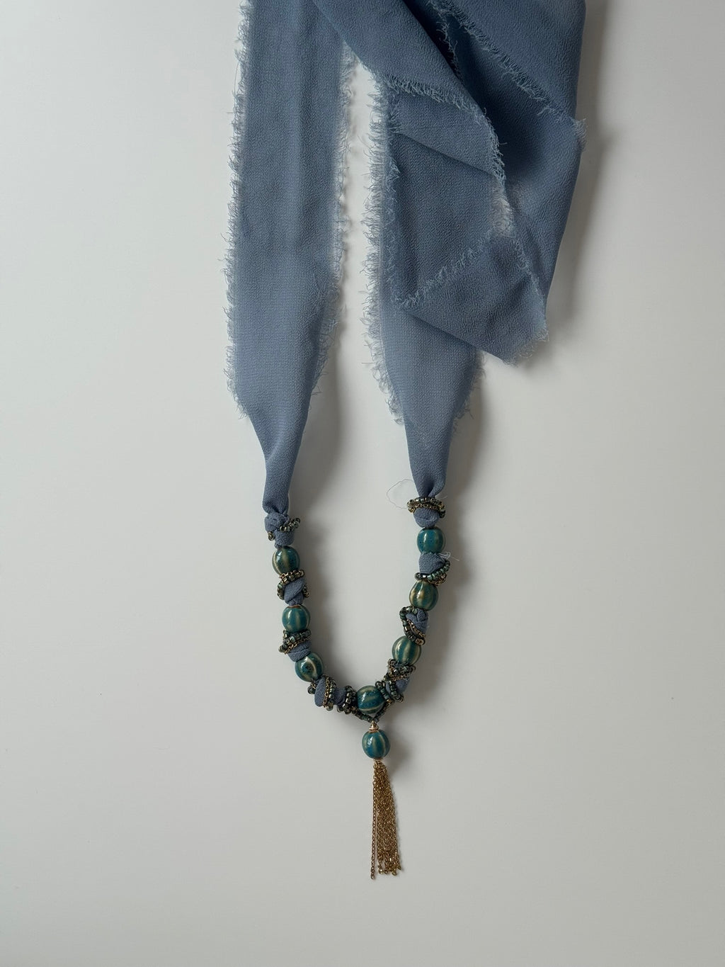 Anna ceramic beaded chiffon tie necklaces