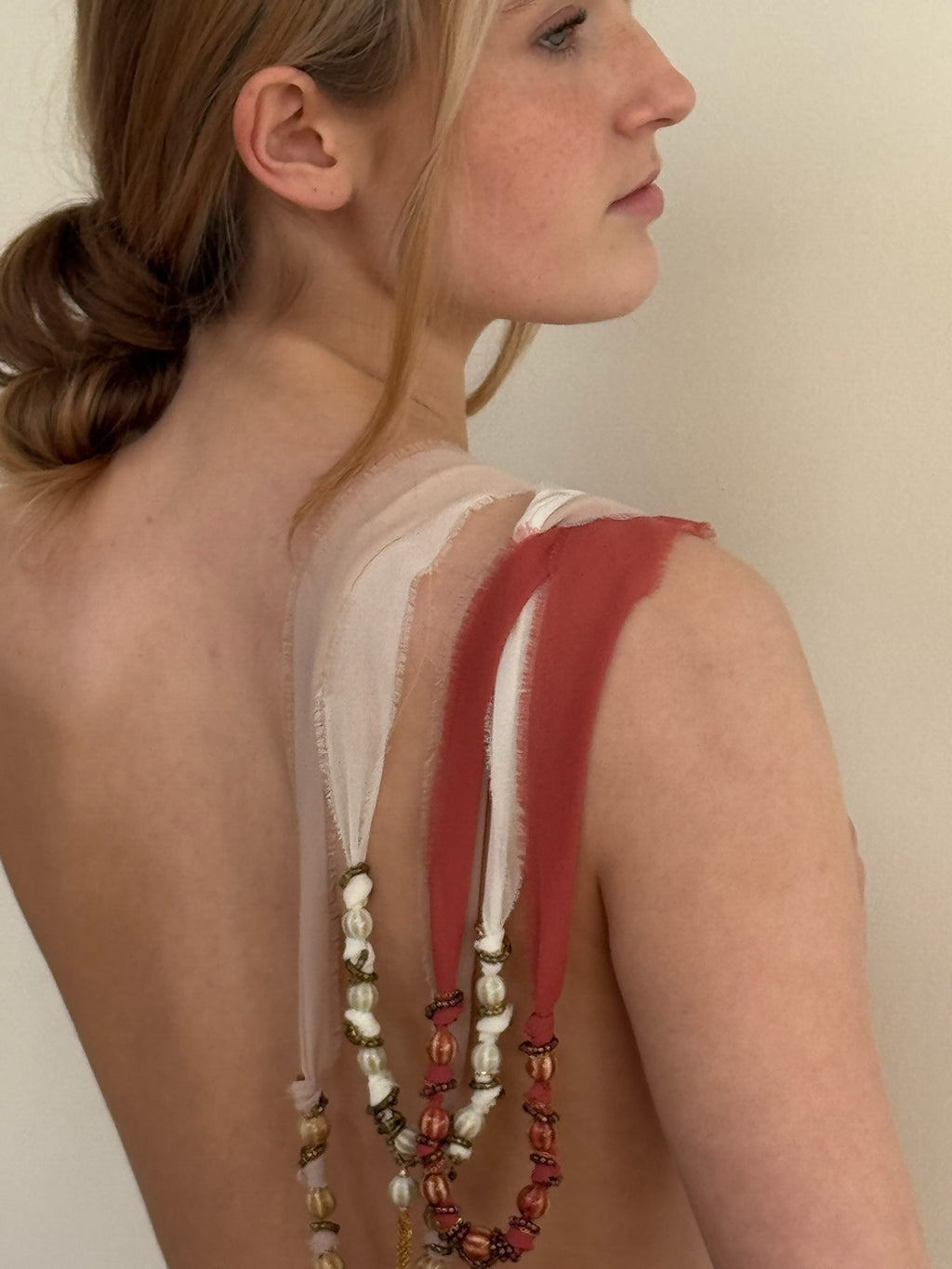 Anna ceramic beaded chiffon tie necklaces